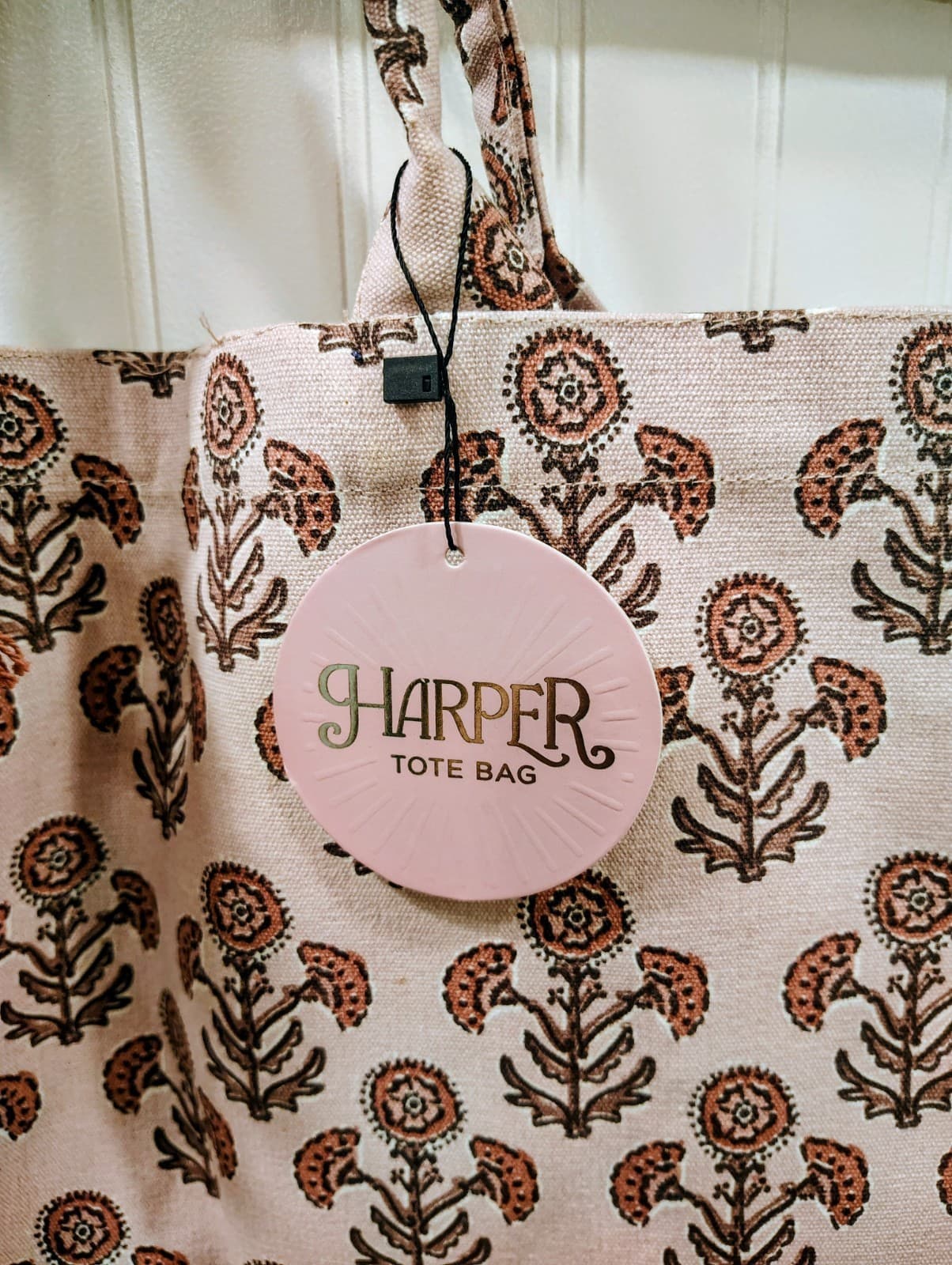 NWT Harper Block Floral Print, Linen Canvas Tote Bag Tassels - Thumbnail 4