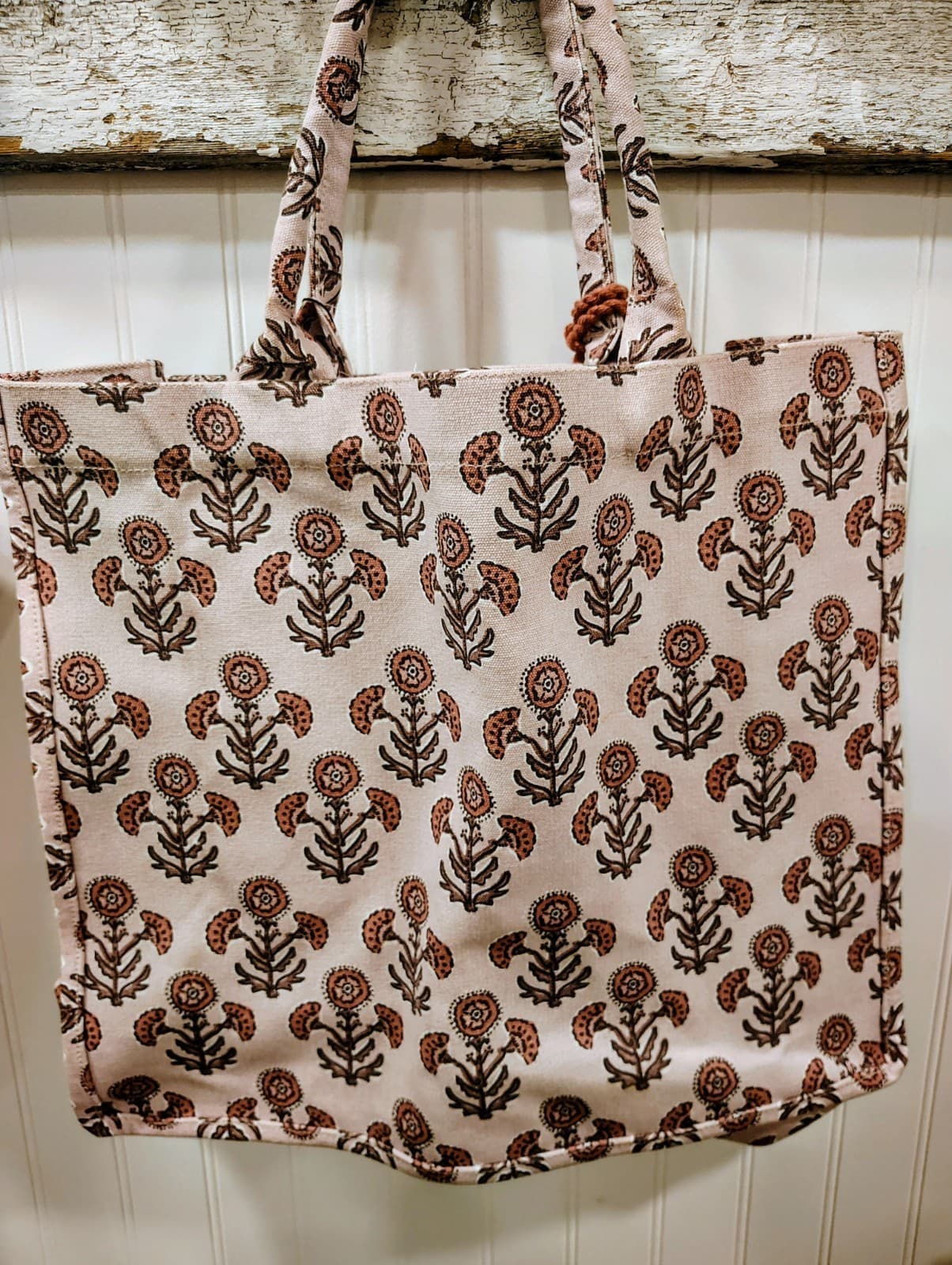 NWT Harper Block Floral Print, Linen Canvas Tote Bag Tassels - Thumbnail 5