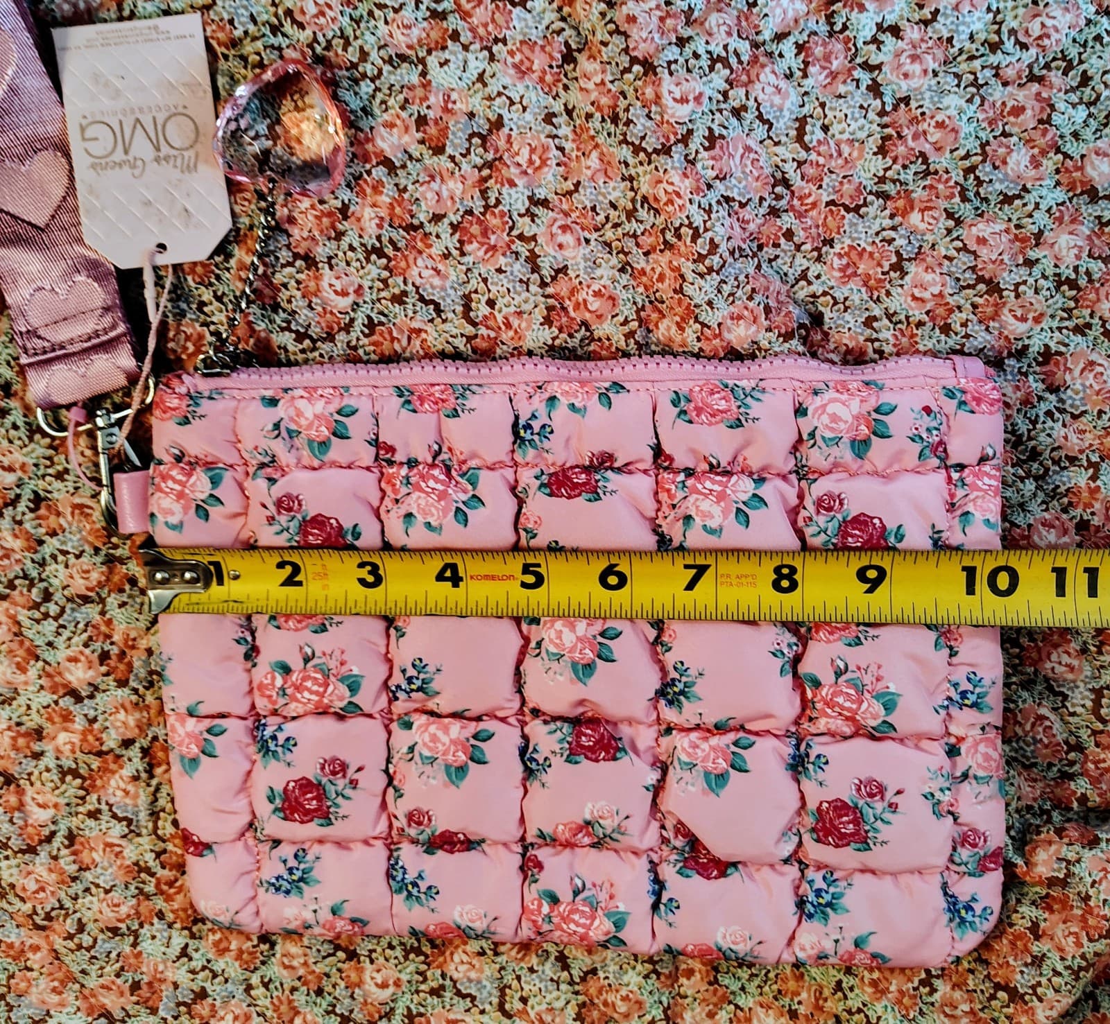 NWT Miss Gwen's OMG Accessories Floral Makeup Pouch, Strap, Heart Charm - Thumbnail 7