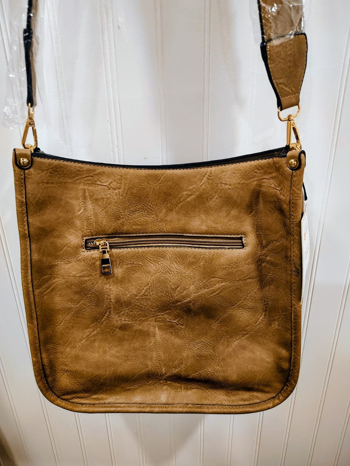 Jen & Co Vegan Leather Shoulder Bag Brown, Pockets, Fleece On Reverse, NWT - Thumbnail 2