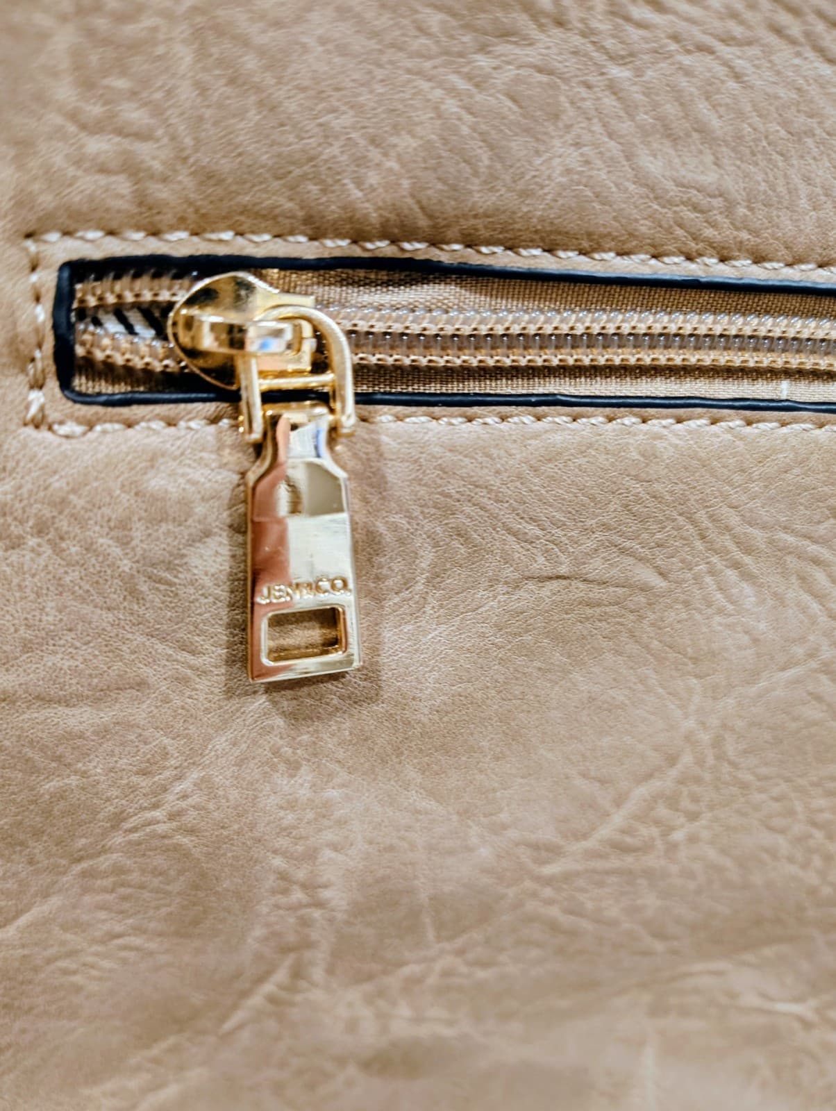 Jen & Co Vegan Leather Shoulder Bag Brown, Pockets, Fleece On Reverse, NWT - Thumbnail 4