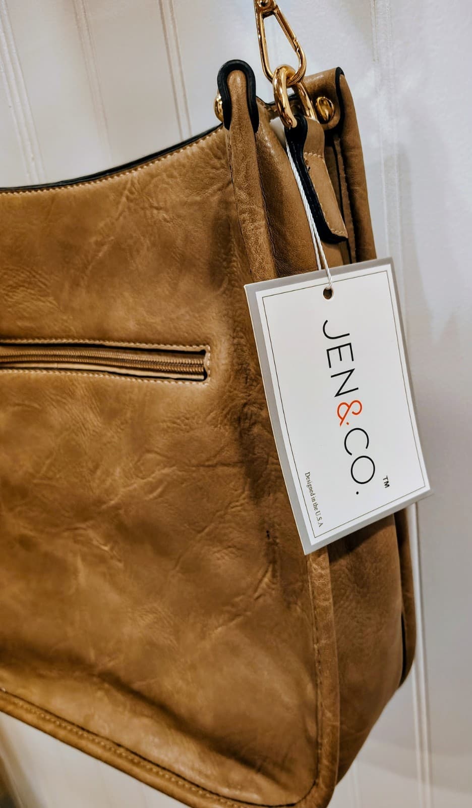 Jen & Co Vegan Leather Shoulder Bag Brown, Pockets, Fleece On Reverse, NWT - Thumbnail 7