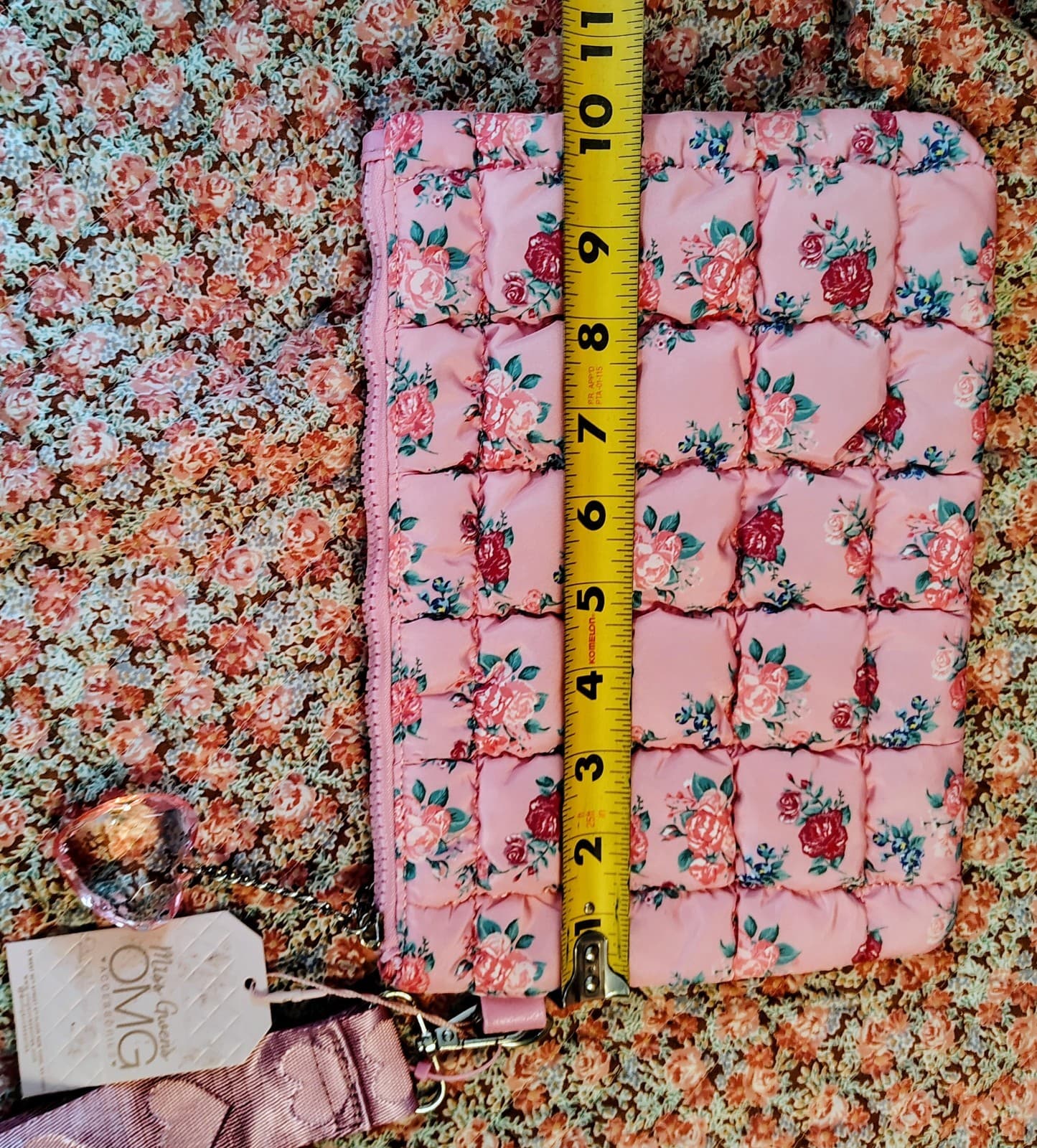 NWT Miss Gwen's OMG Accessories Floral Makeup Pouch, Strap, Heart Charm - Thumbnail 8
