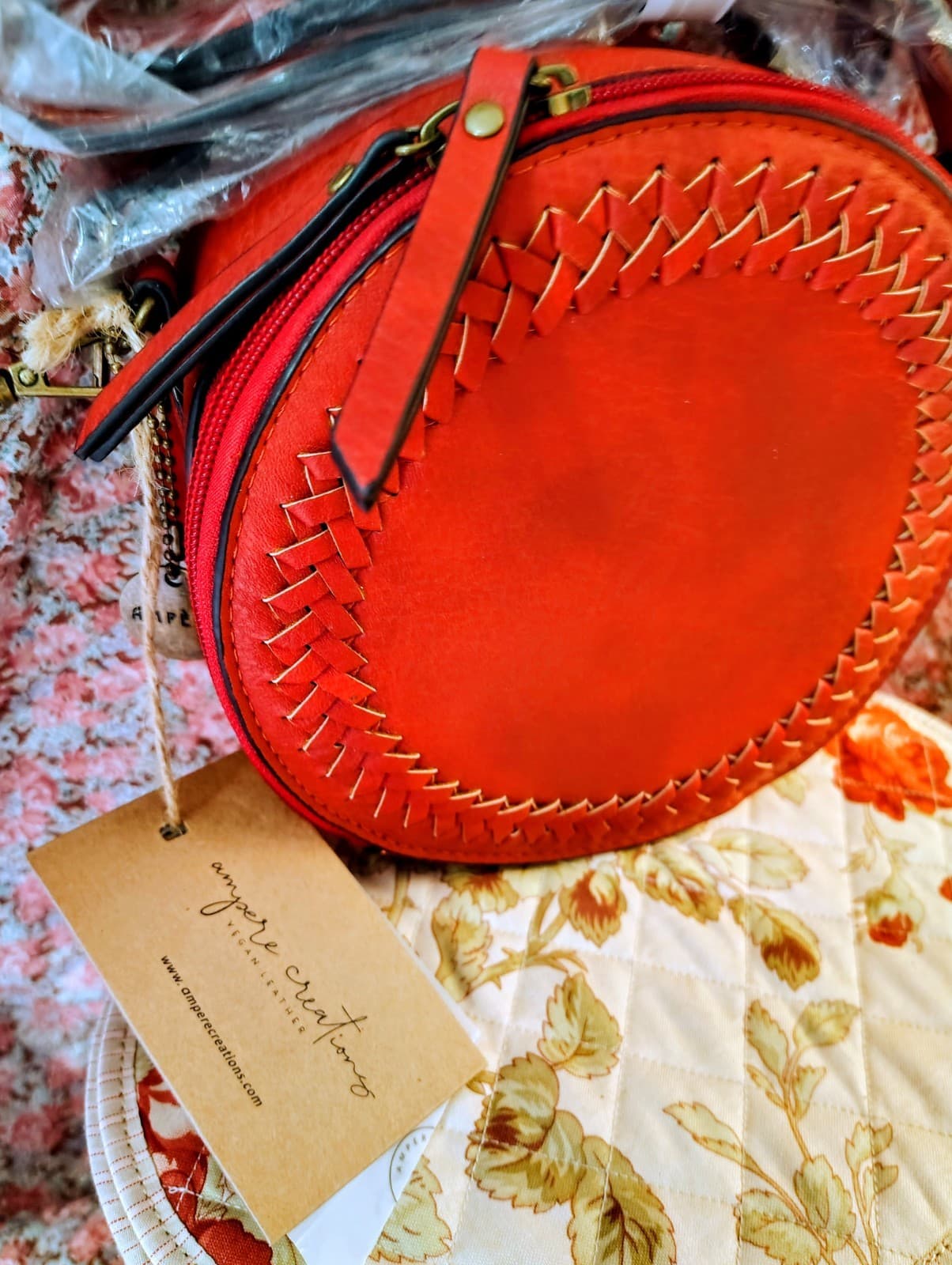 Ampere NWT Round Woven Vegan Leather Crossbody Bag - Thumbnail 2