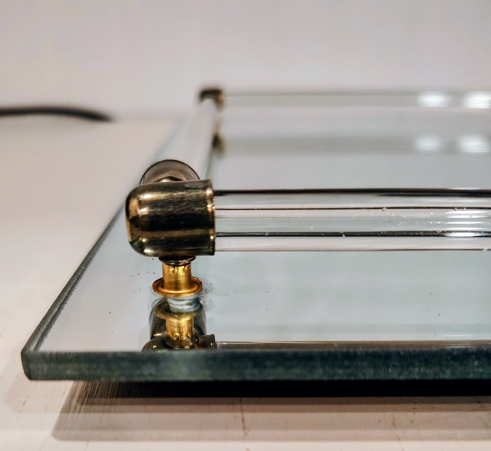 Vintage 1980s Glass Mirror Vanity Tray EUC - Thumbnail 7
