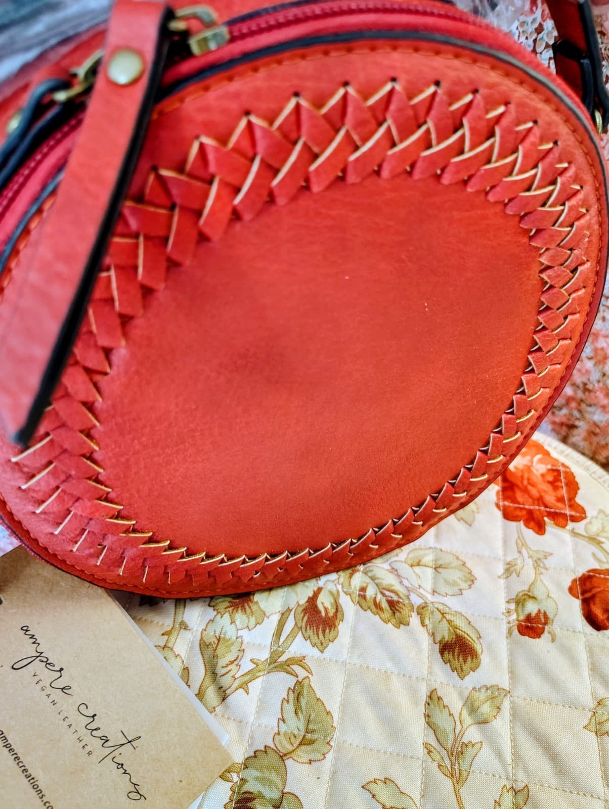 Ampere NWT Round Woven Vegan Leather Crossbody Bag - Thumbnail 3