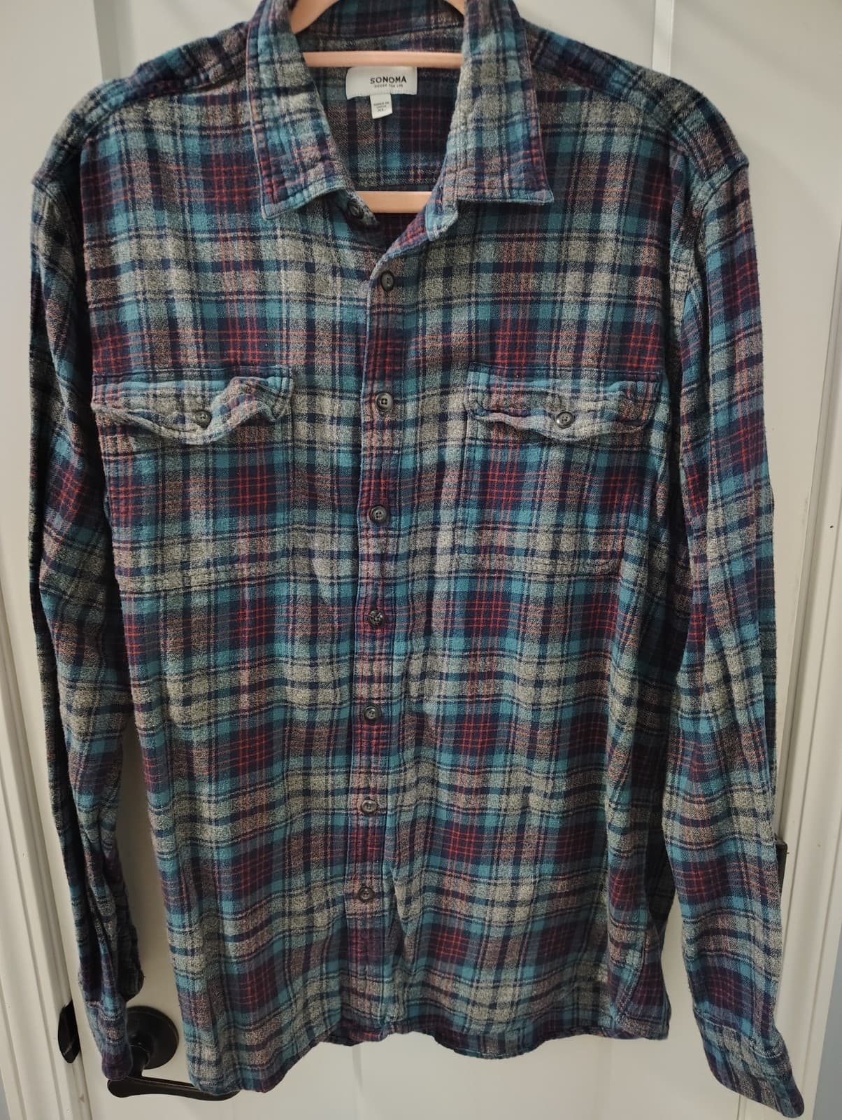 Sonoma Mens Flannel Shirt, XL - Thumbnail 4