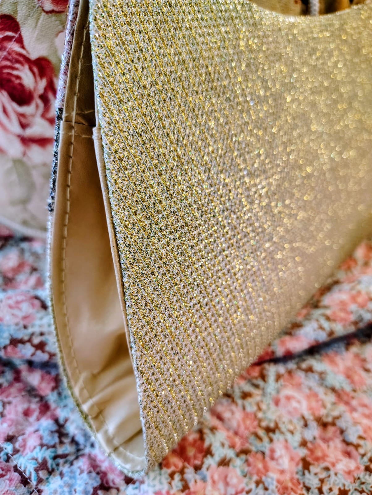 Gold Embellished Pearl Evening Handbag, Removable Gold Shoulder Strap NWOT - Thumbnail 6