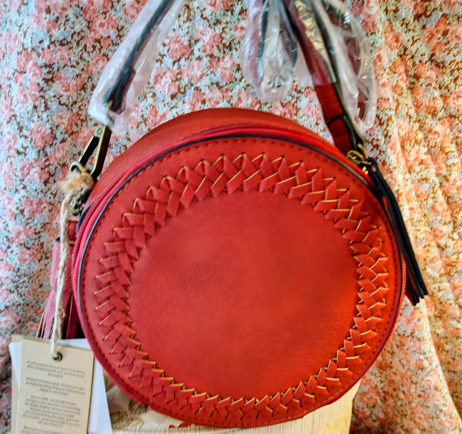 Ampere NWT Round Woven Vegan Leather Crossbody Bag - Thumbnail 18