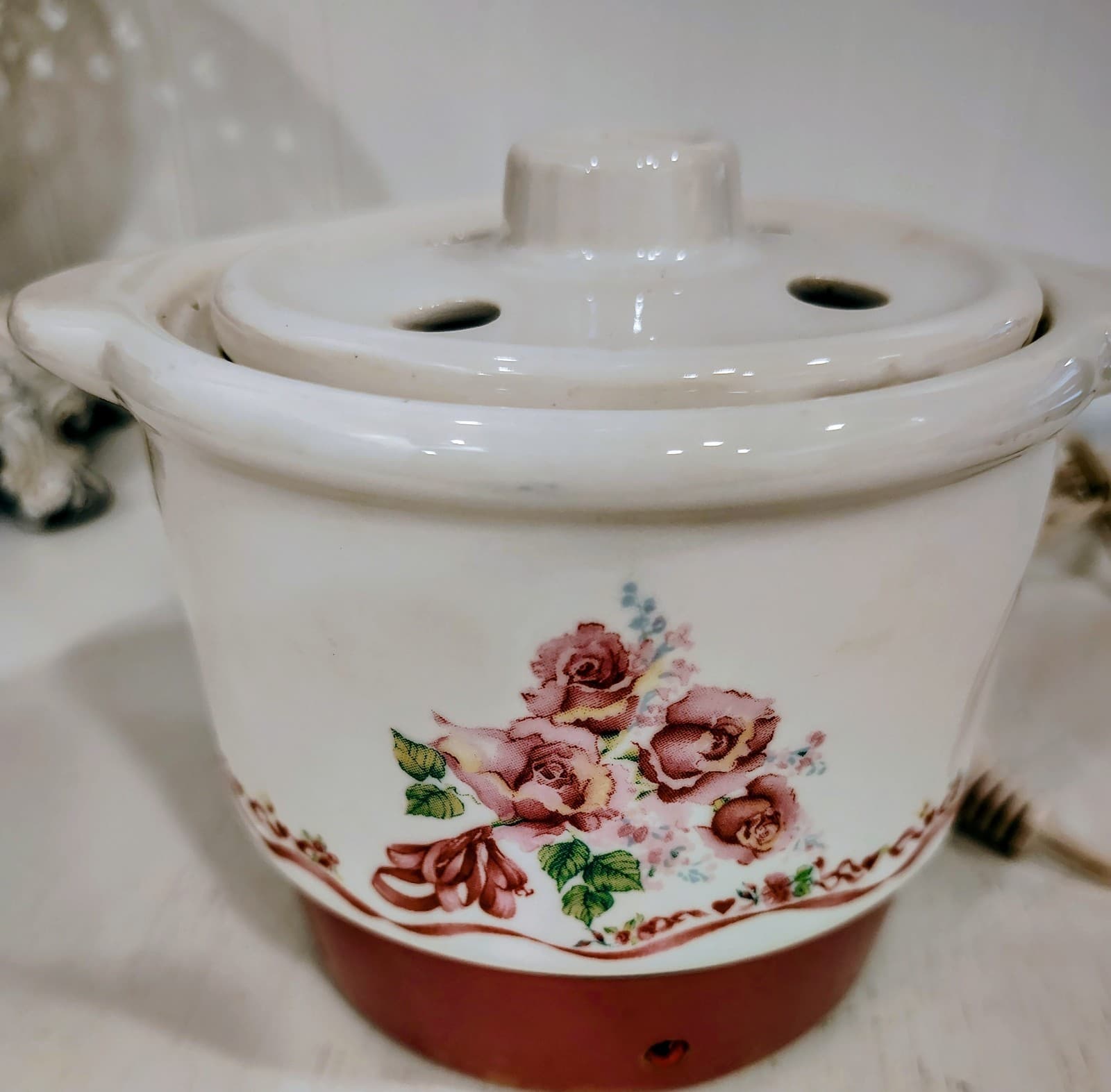 Vintage Electric Simmer Potpourri Pot, Floral Design - Thumbnail 2