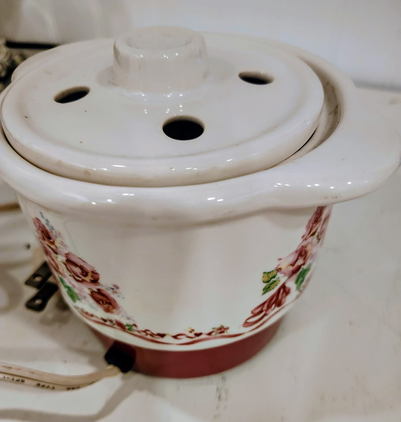 Vintage Electric Simmer Potpourri Pot, Floral Design - Thumbnail 5