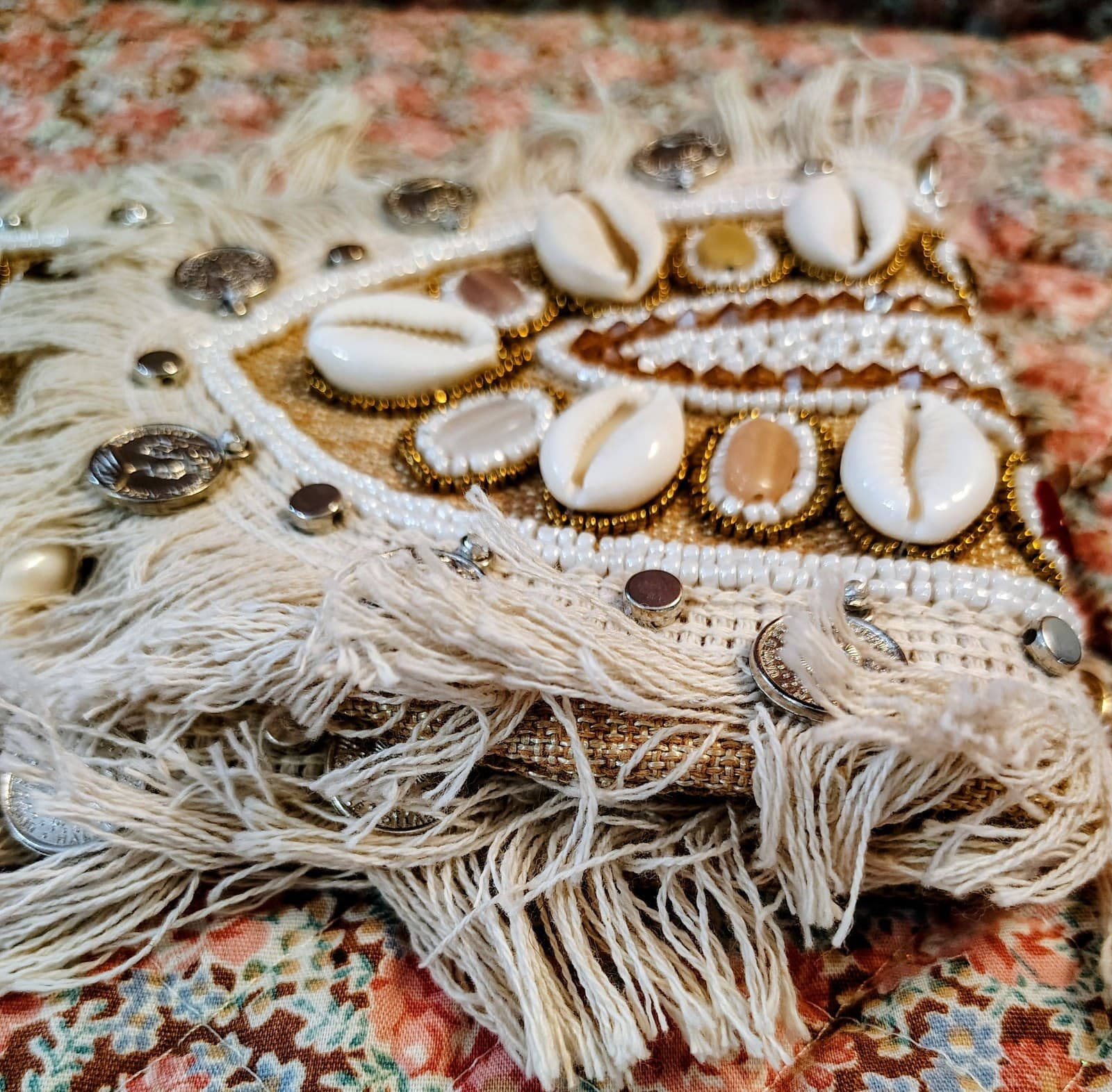 Bohemian Wallet Clutch With Coins, Shells, Beads - Thumbnail 8