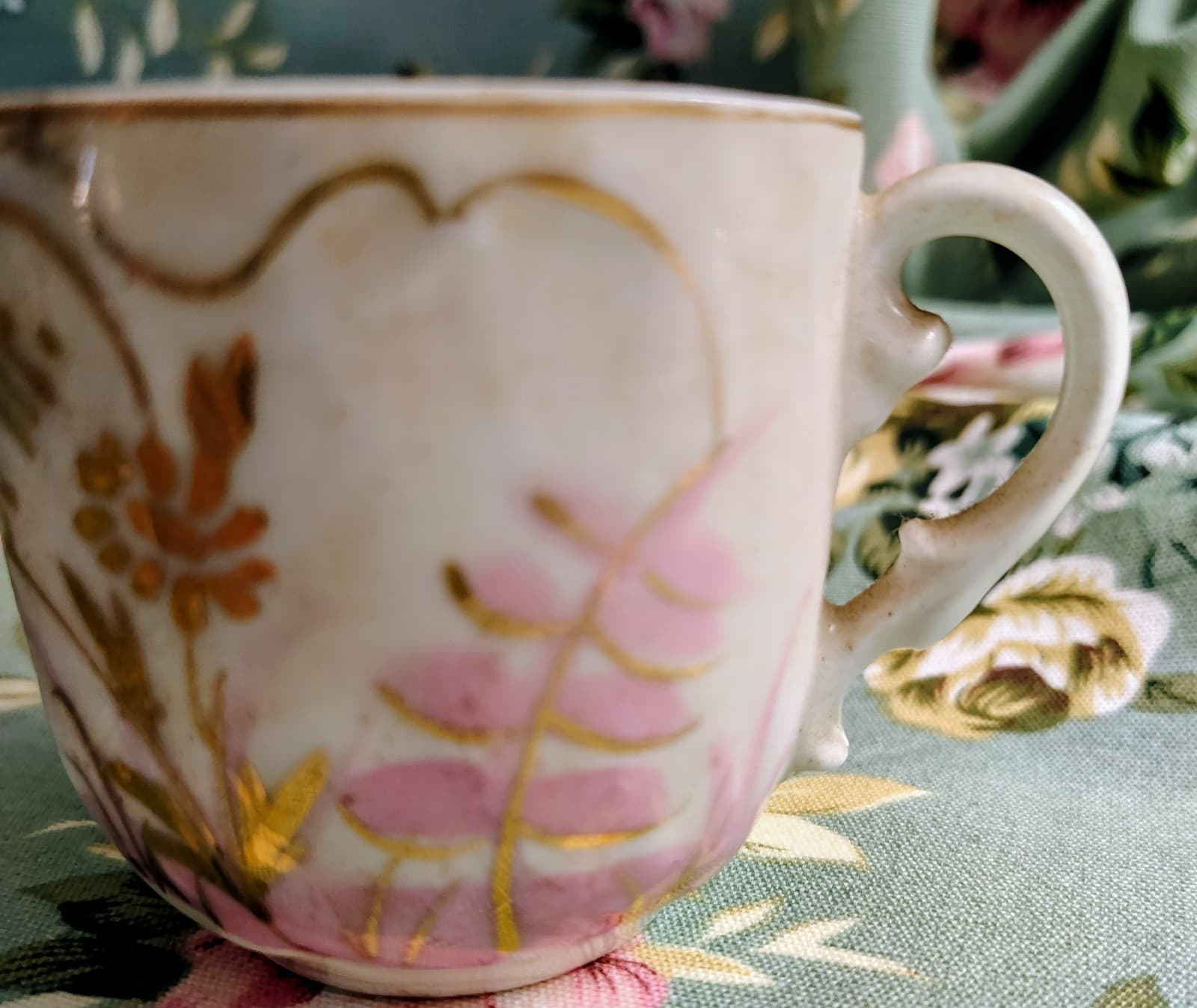 Vintage 1890-1900 German Porcelain Cup Handpainted - Thumbnail 2