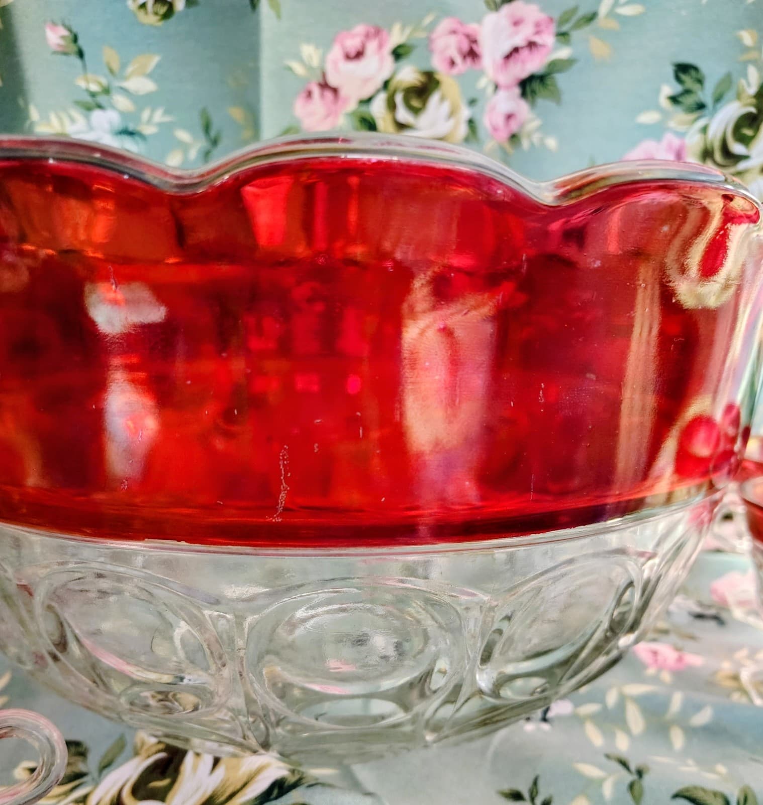 Vintage 1960s Indiana Glass Company Cranberry Red Glass Bowl, 11 Glasses, Set - Thumbnail 10