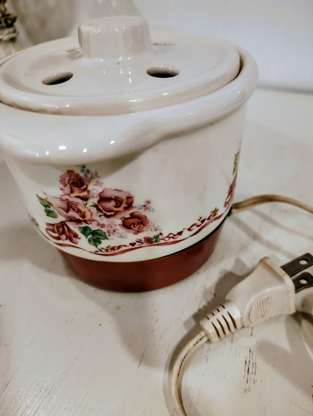 Vintage Electric Simmer Potpourri Pot, Floral Design - Thumbnail 3