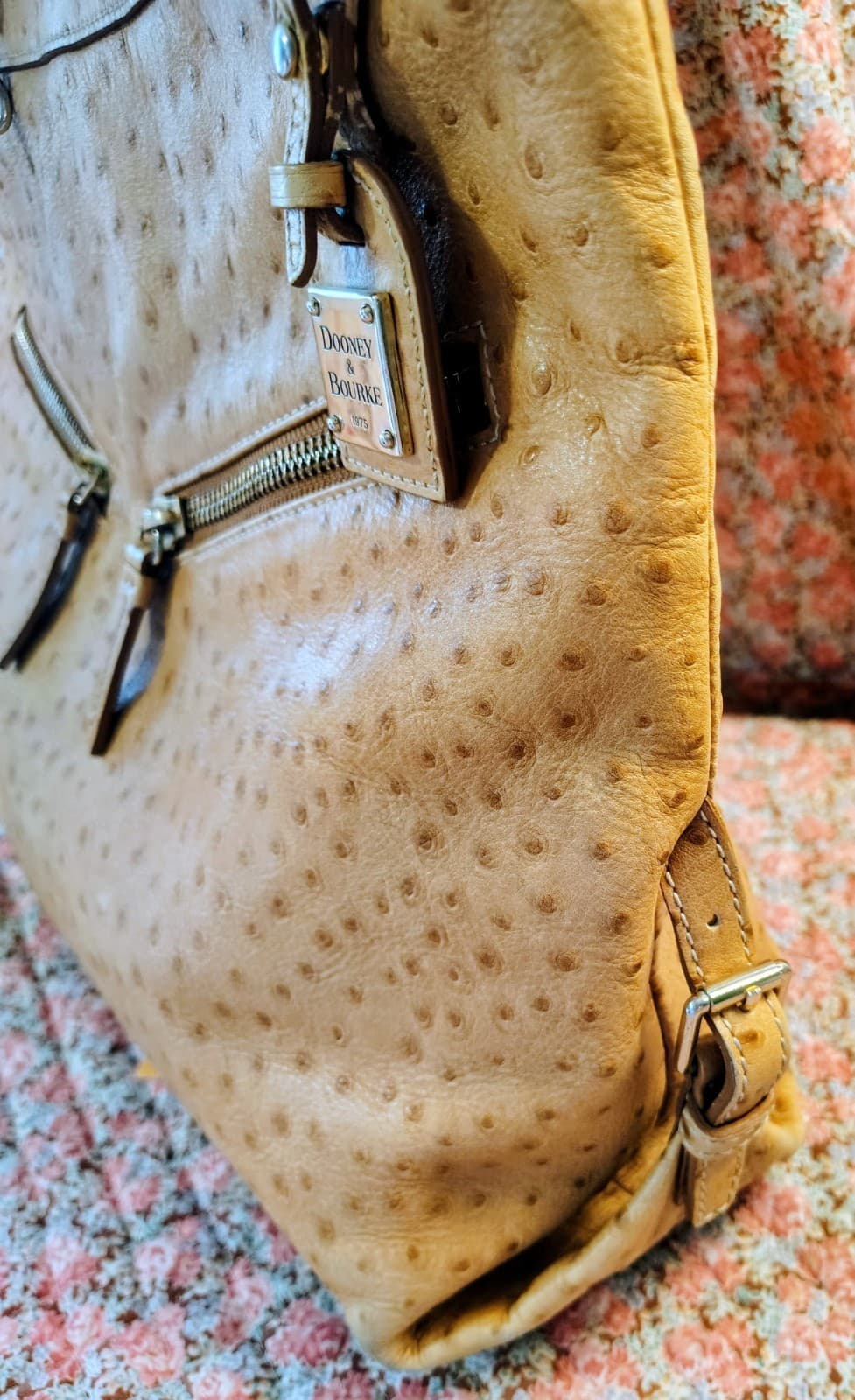 Dooney And Bourke Ostrich Leather Large Hobo Bag - Thumbnail 6
