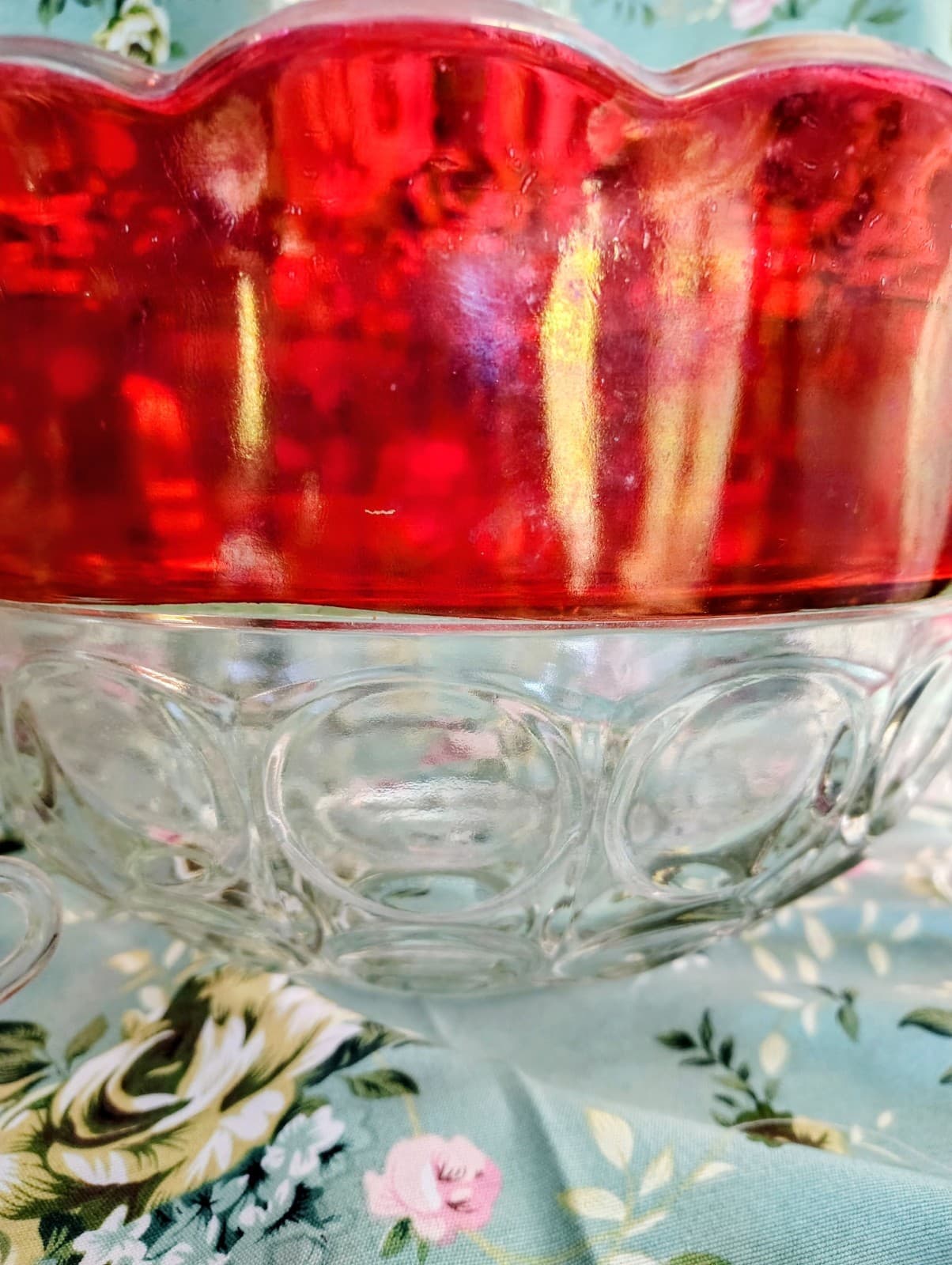 Vintage 1960s Indiana Glass Company Cranberry Red Glass Bowl, 11 Glasses, Set - Thumbnail 7