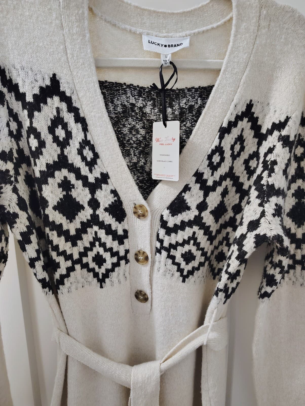 NWT Lucky Brand Cardigan With Waist Belt, Women's Large, MSRP $119 - Thumbnail 6