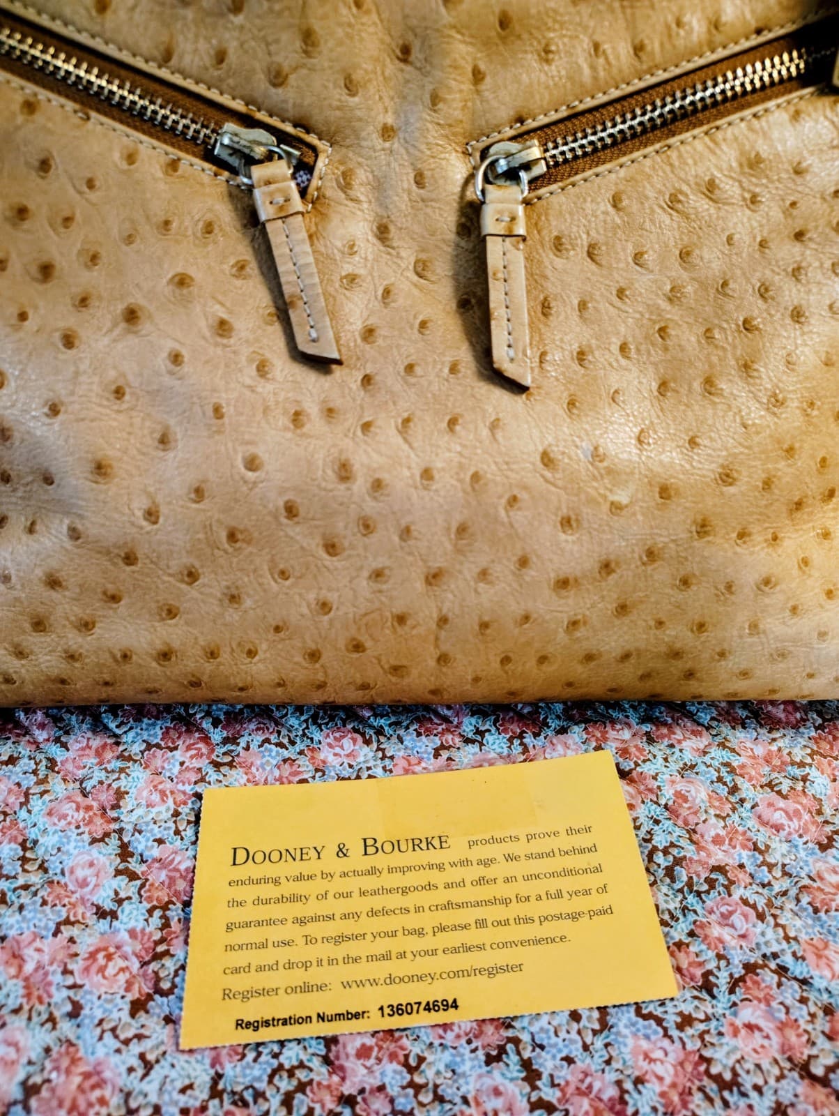 Dooney And Bourke Ostrich Leather Large Hobo Bag - Thumbnail 2