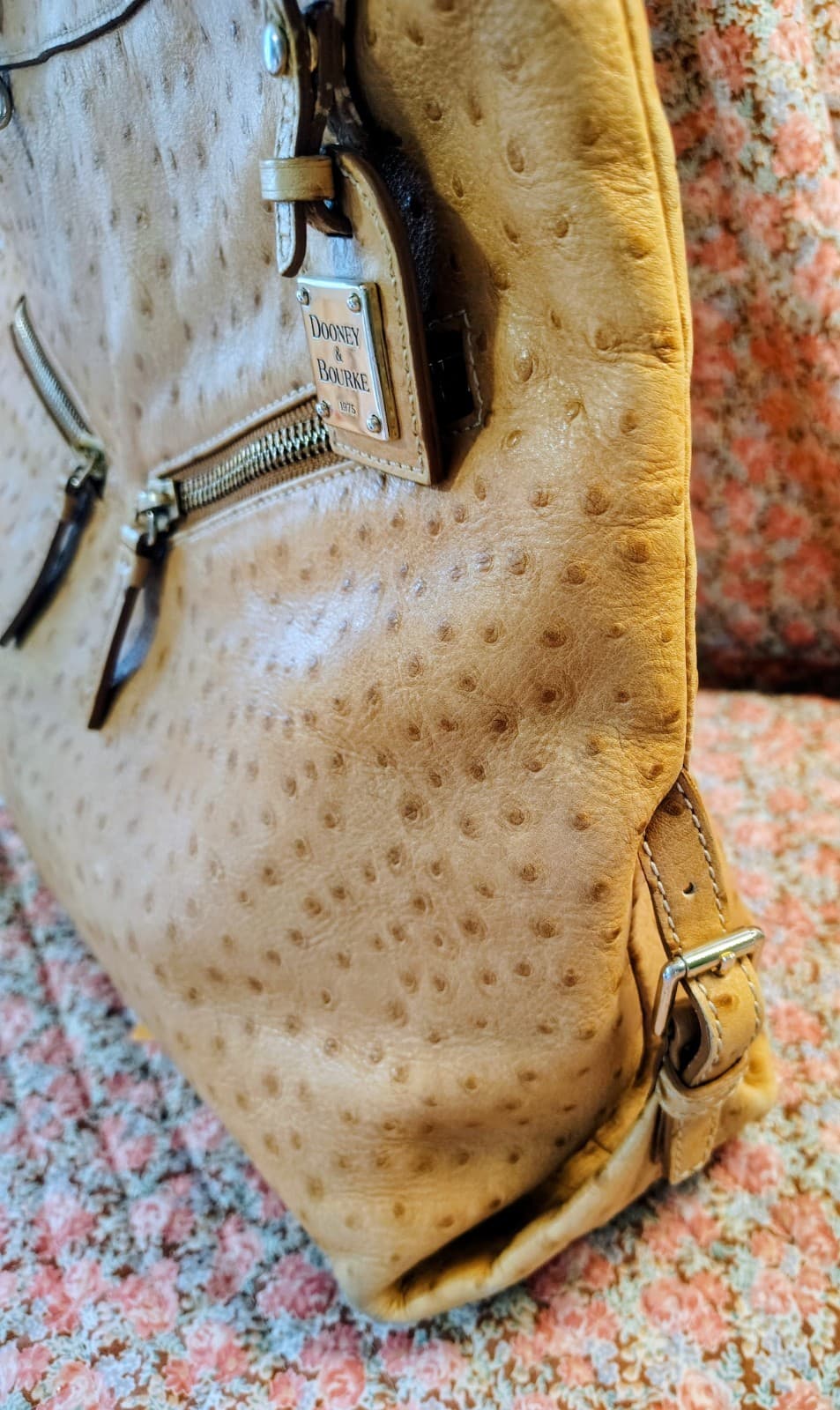 Dooney And Bourke Ostrich Leather Large Hobo Bag - Thumbnail 5