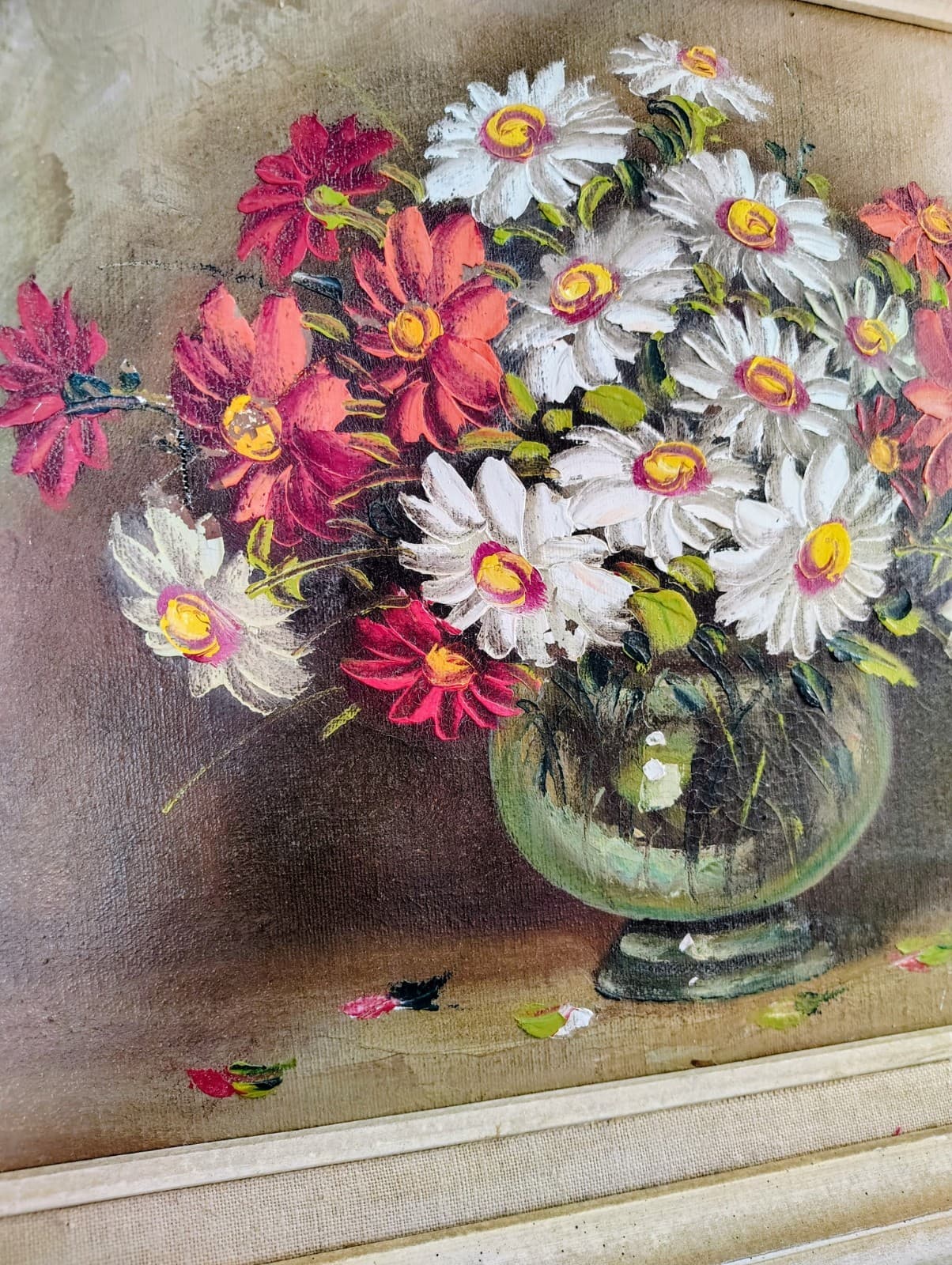 ROY PASANAULT ORIGINAL OIL ON CANVAS RED FLORAL Framed - Thumbnail 6