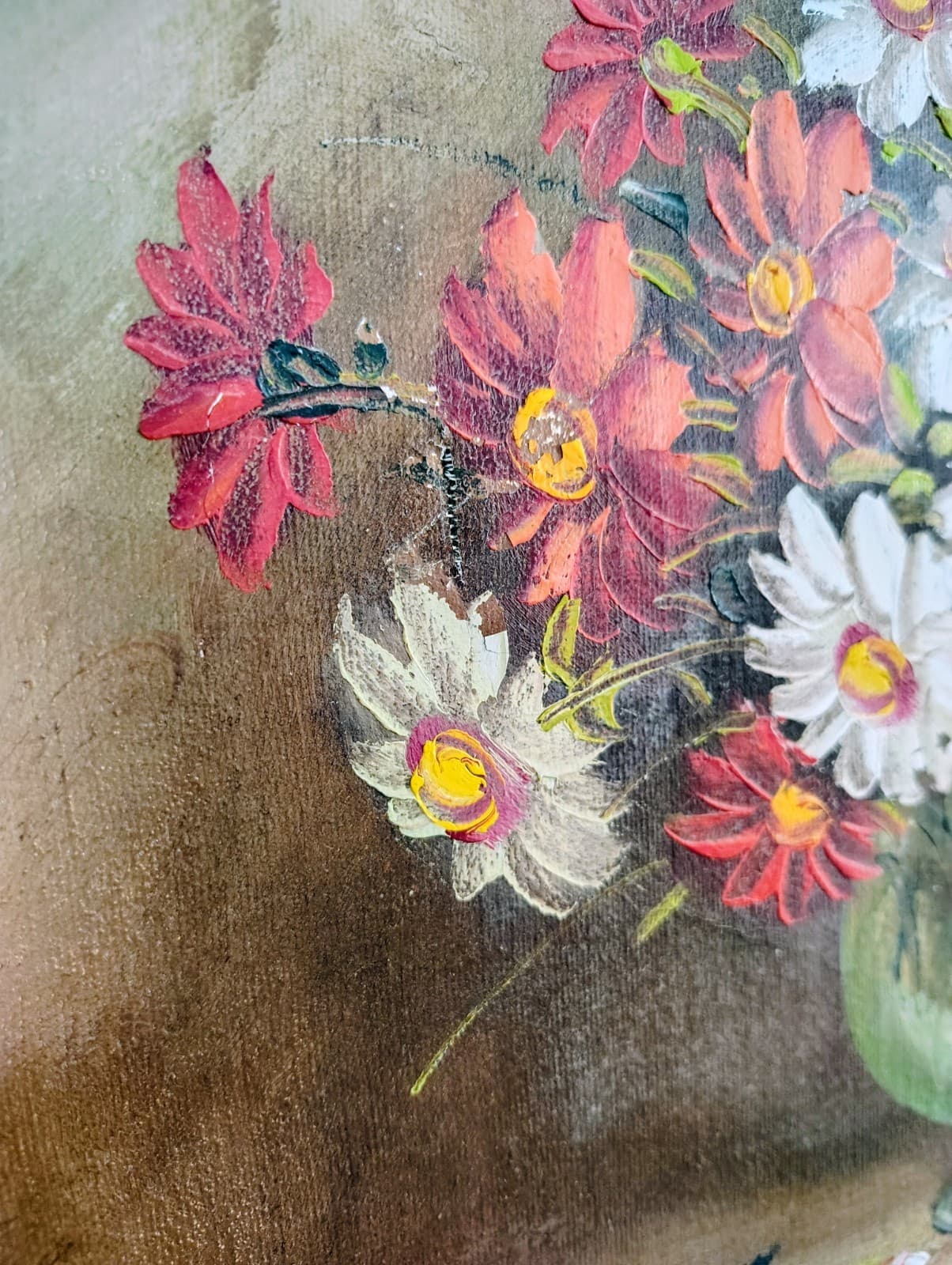 ROY PASANAULT ORIGINAL OIL ON CANVAS RED FLORAL Framed - Thumbnail 12