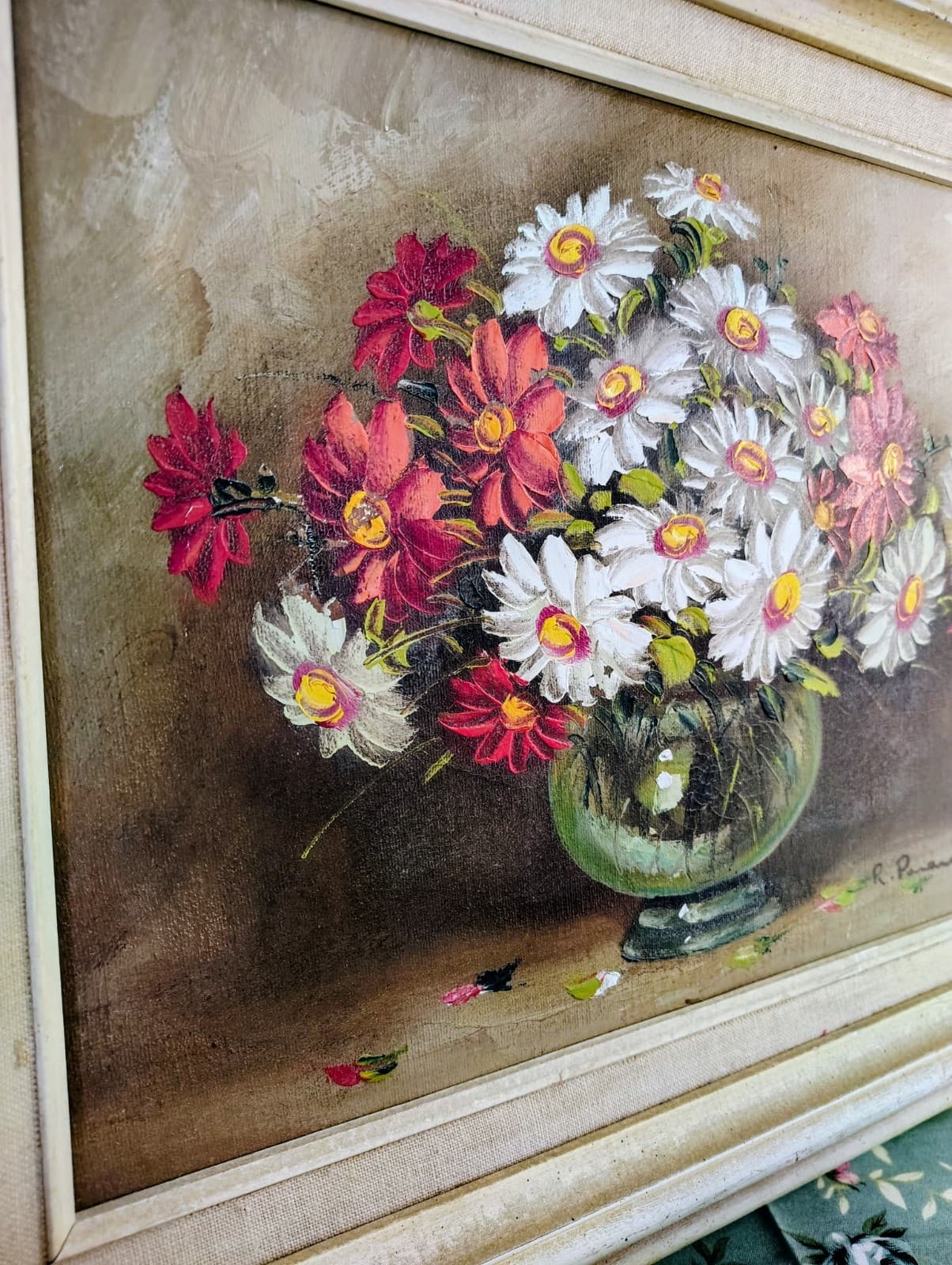 ROY PASANAULT ORIGINAL OIL ON CANVAS RED FLORAL Framed - Thumbnail 10