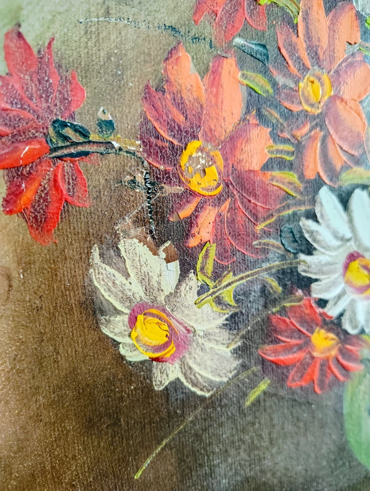 ROY PASANAULT ORIGINAL OIL ON CANVAS RED FLORAL Framed - Thumbnail 14