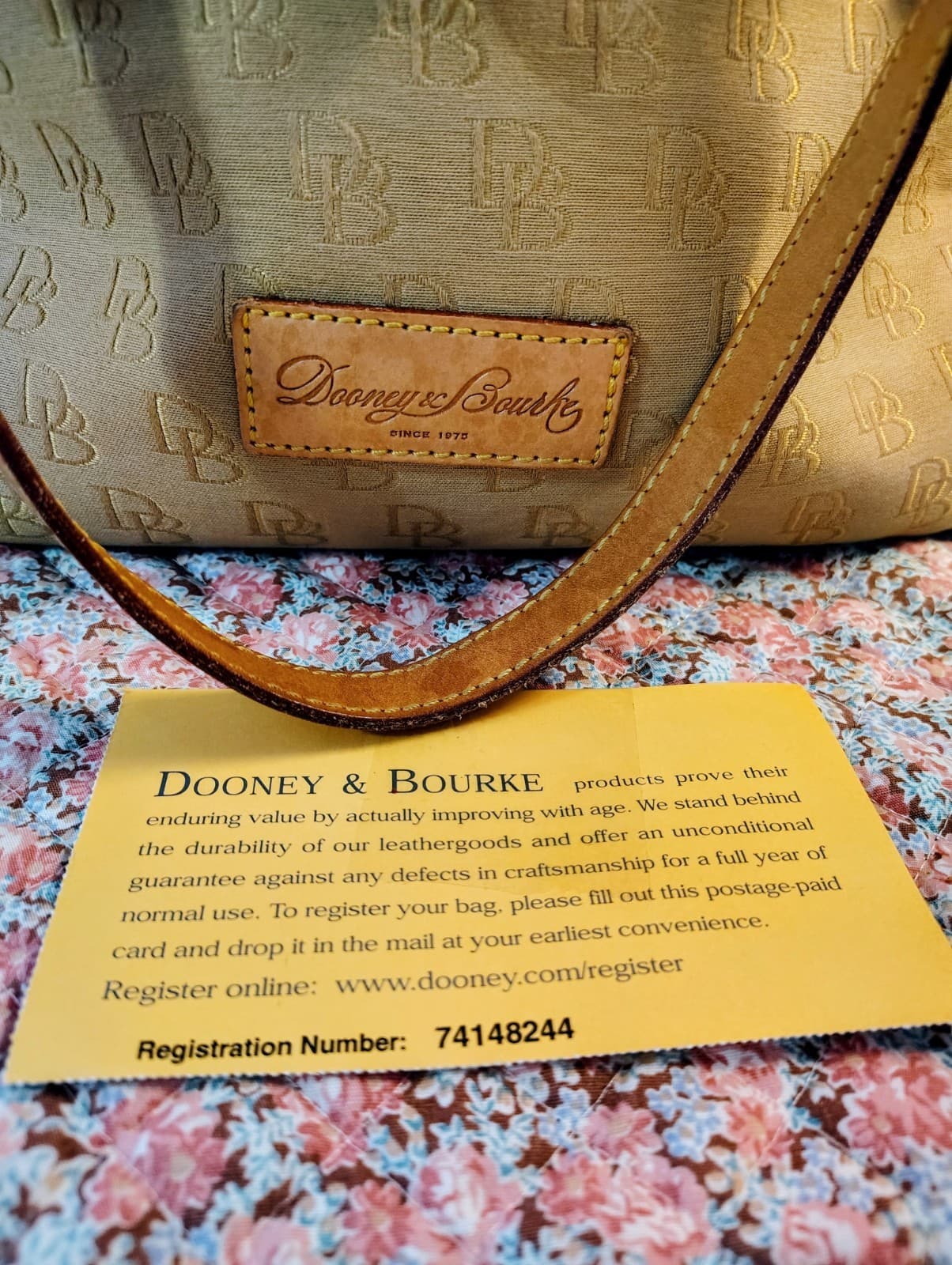 Dooney And Bourke Large Satchel Tote Bag, Duck Charm, COA - Thumbnail 2