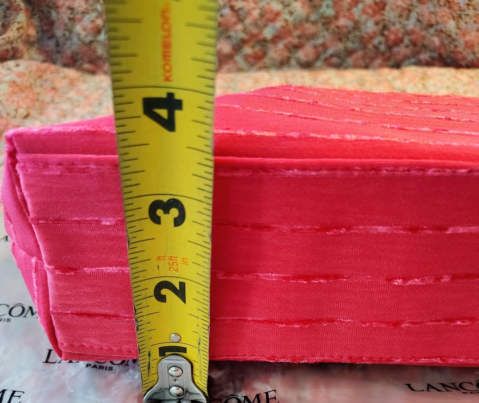 NEW Lancome Large Hot Pink Textured Fabric Cosmetic Makeup Bag - Thumbnail 6
