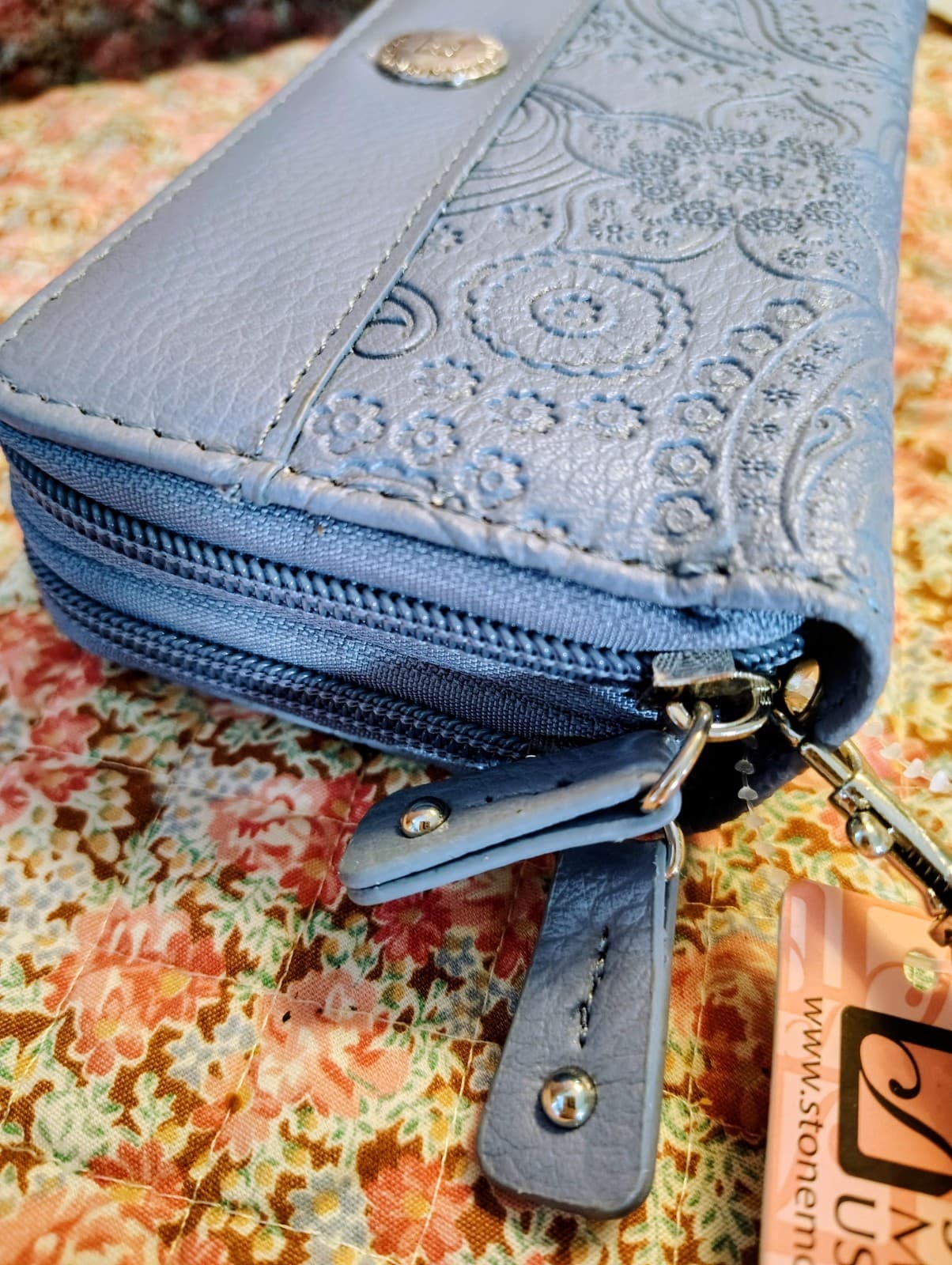 NWT Blue Stone Mountain Organizer Leather Wallet With Strap MSRP $88 - Thumbnail 11