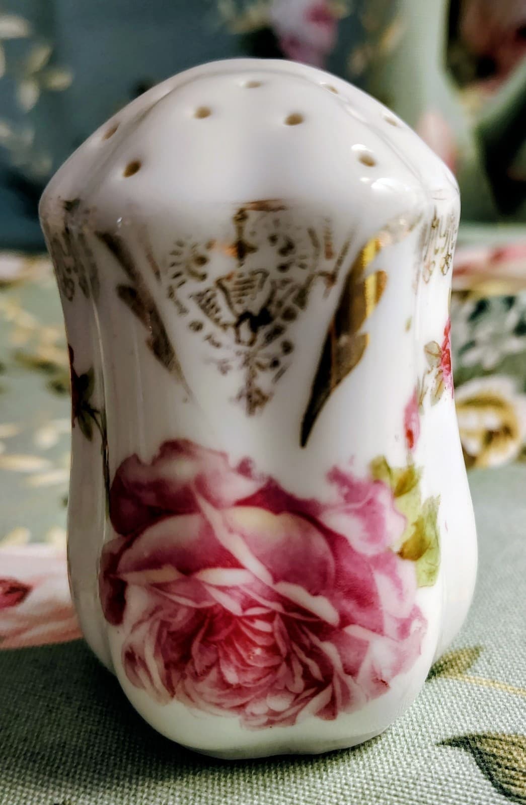 Vintage Floral Porcelain Salt Shaker - Thumbnail 3