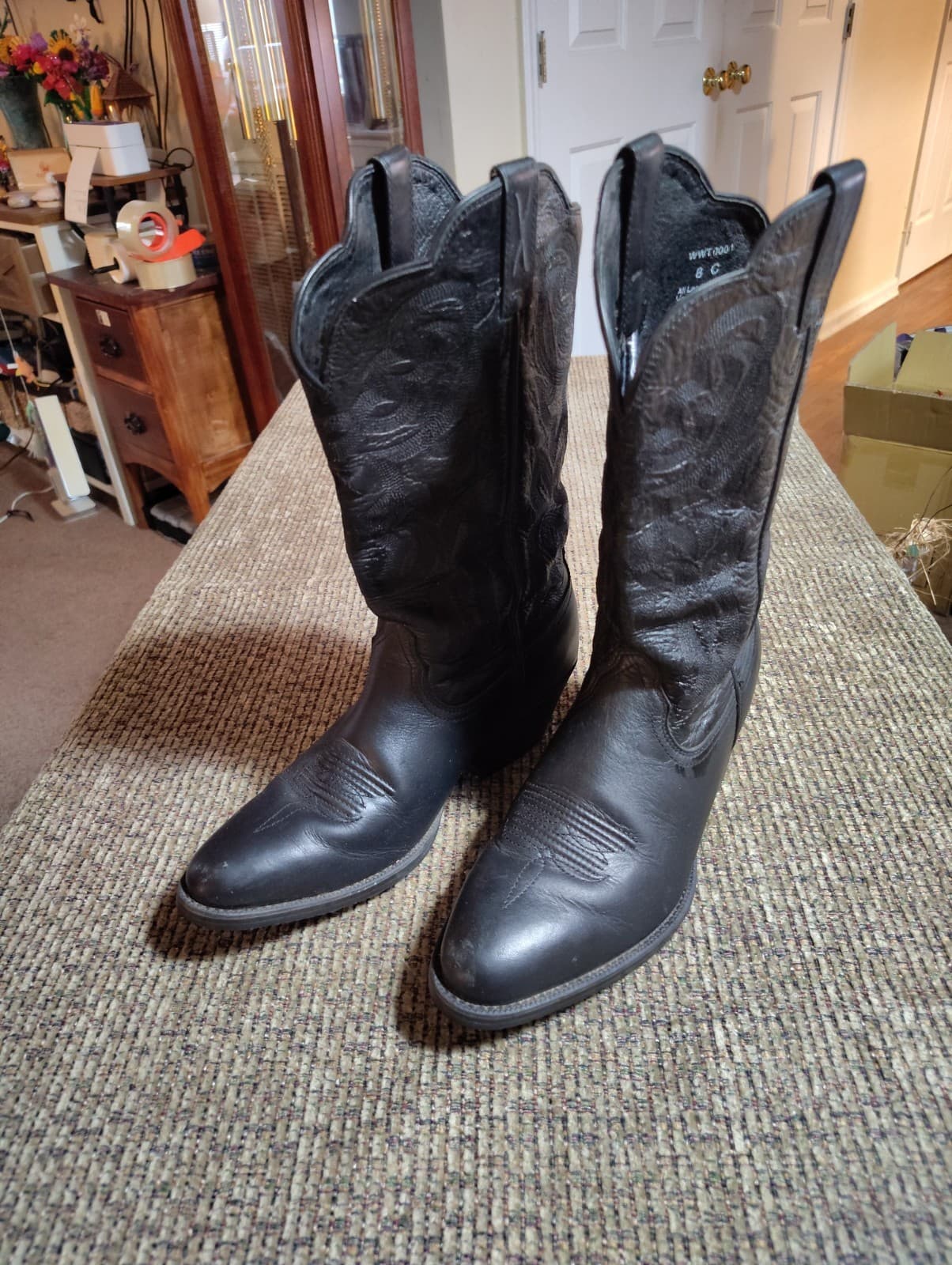 Twisted X Black Leather Womens Boots Western Cowboy Boots Size 8 C