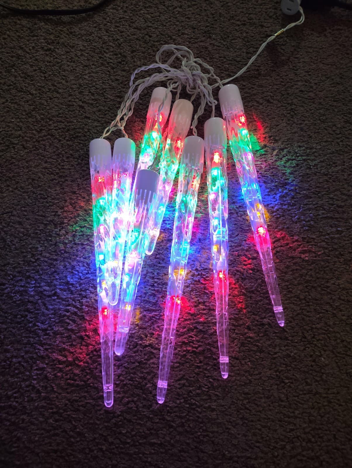 Multicolor Icicle string lights String Of 8 Multicolored Lights Working