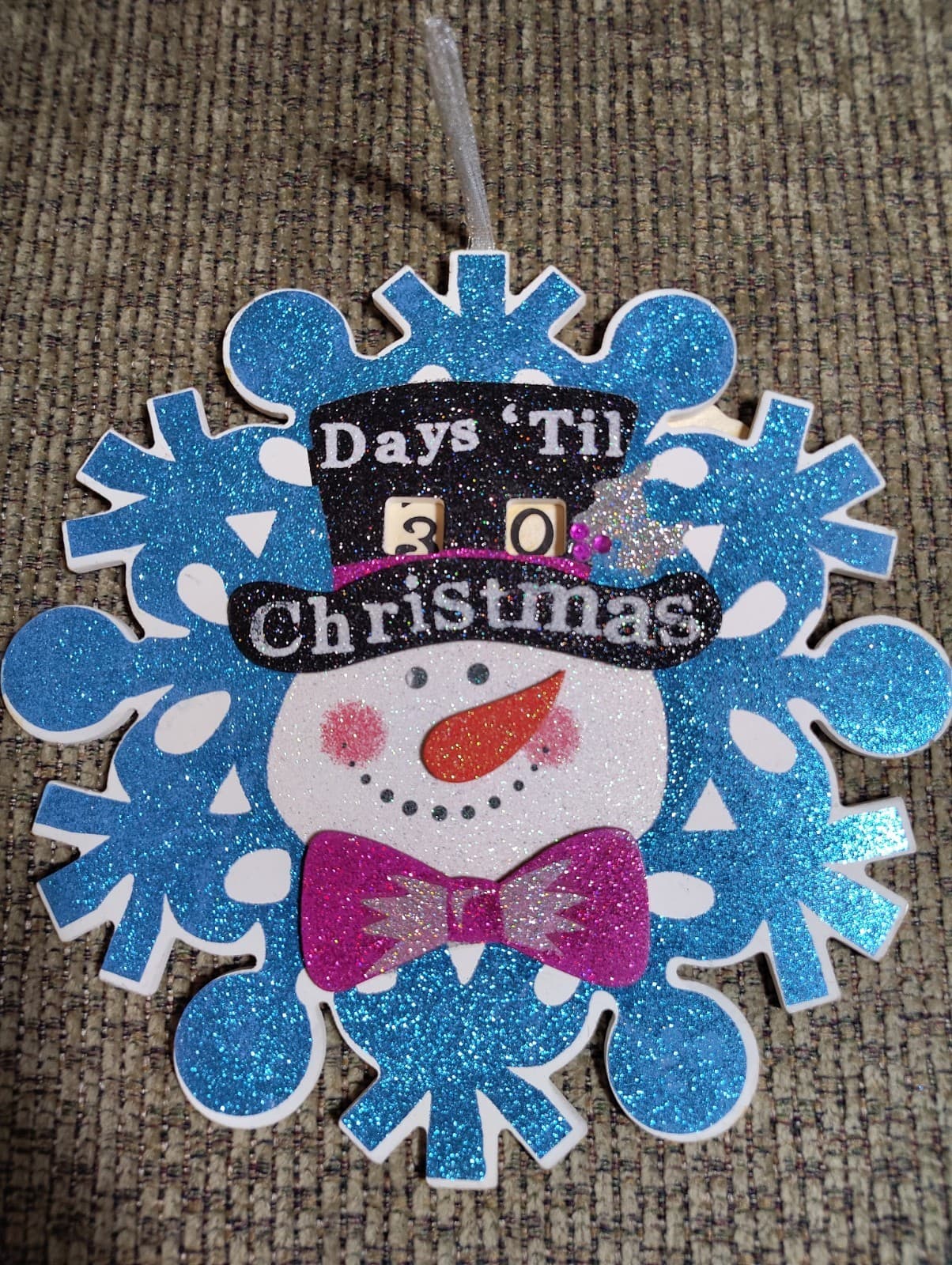 Snowflake Snowman Christmas Count Down Sparkle Christmas Wall Decor