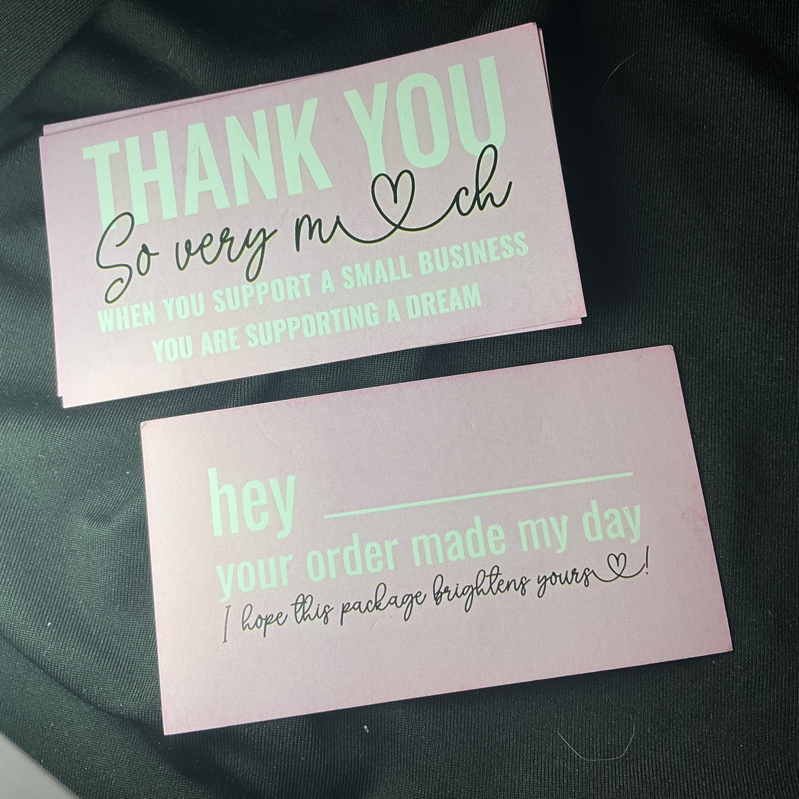 ★ 25 Pink Double-Sided Small Business Thank You Cards Package Inserts