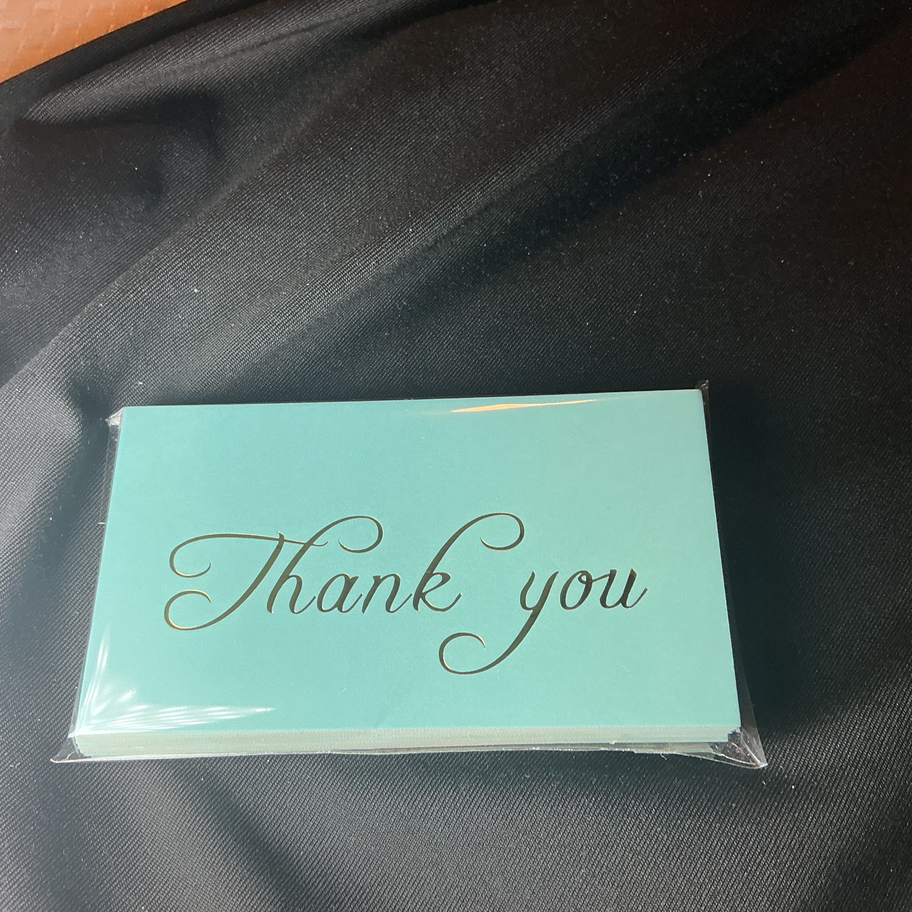 ★ 25 Aqua Blue Thank You Cards Gold Foil Blank Back Package Inserts