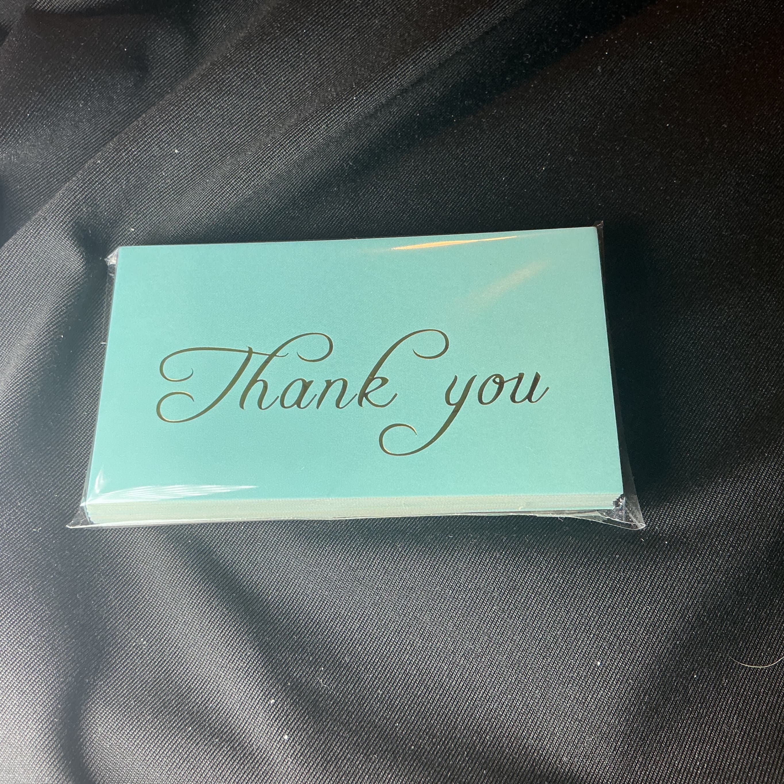 ★ 25 Aqua Blue Thank You Cards Gold Foil Blank Back Package Inserts - Thumbnail 3