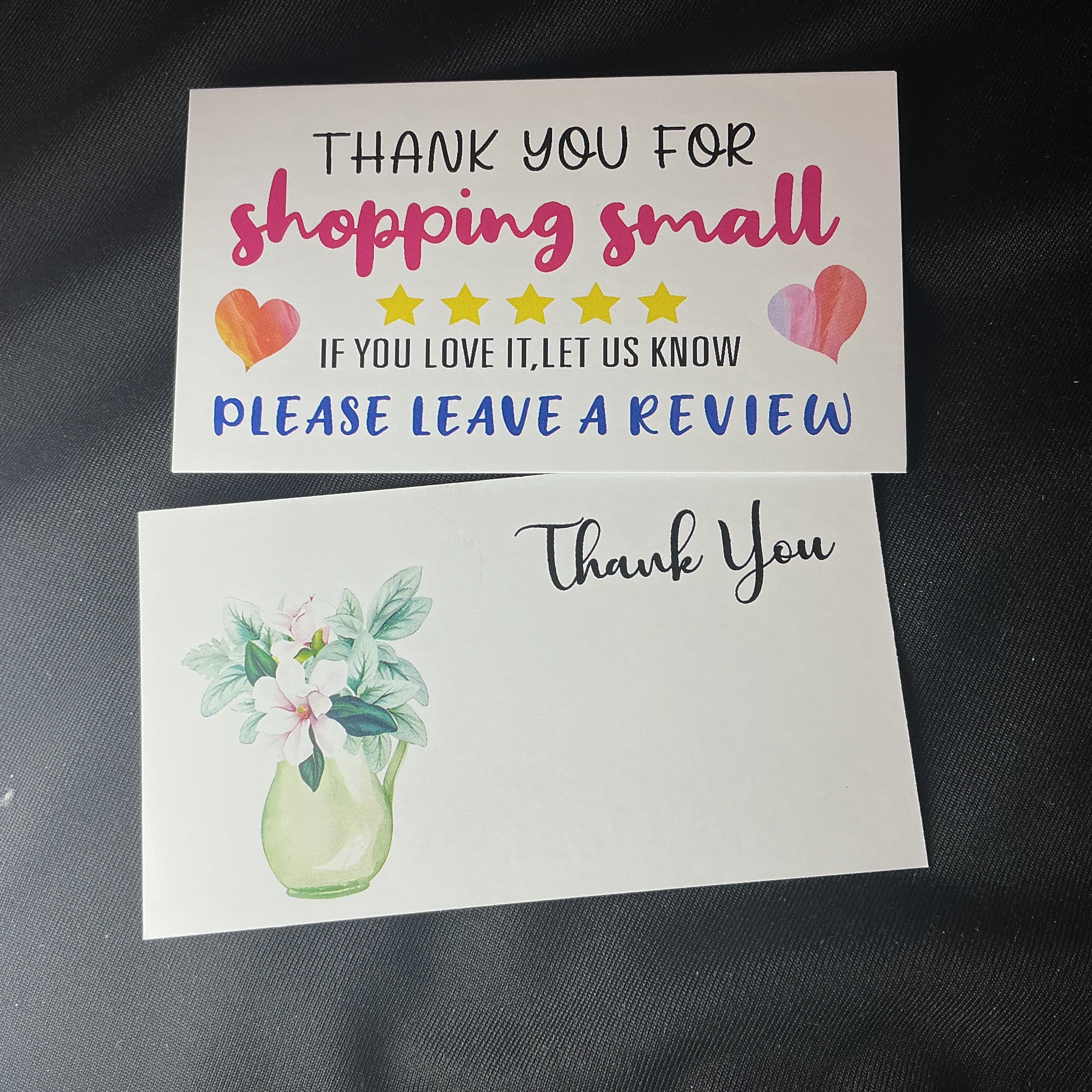 ★ 25 Double-Sided Thank You Cards Review Request Floral Blank Note Inserts