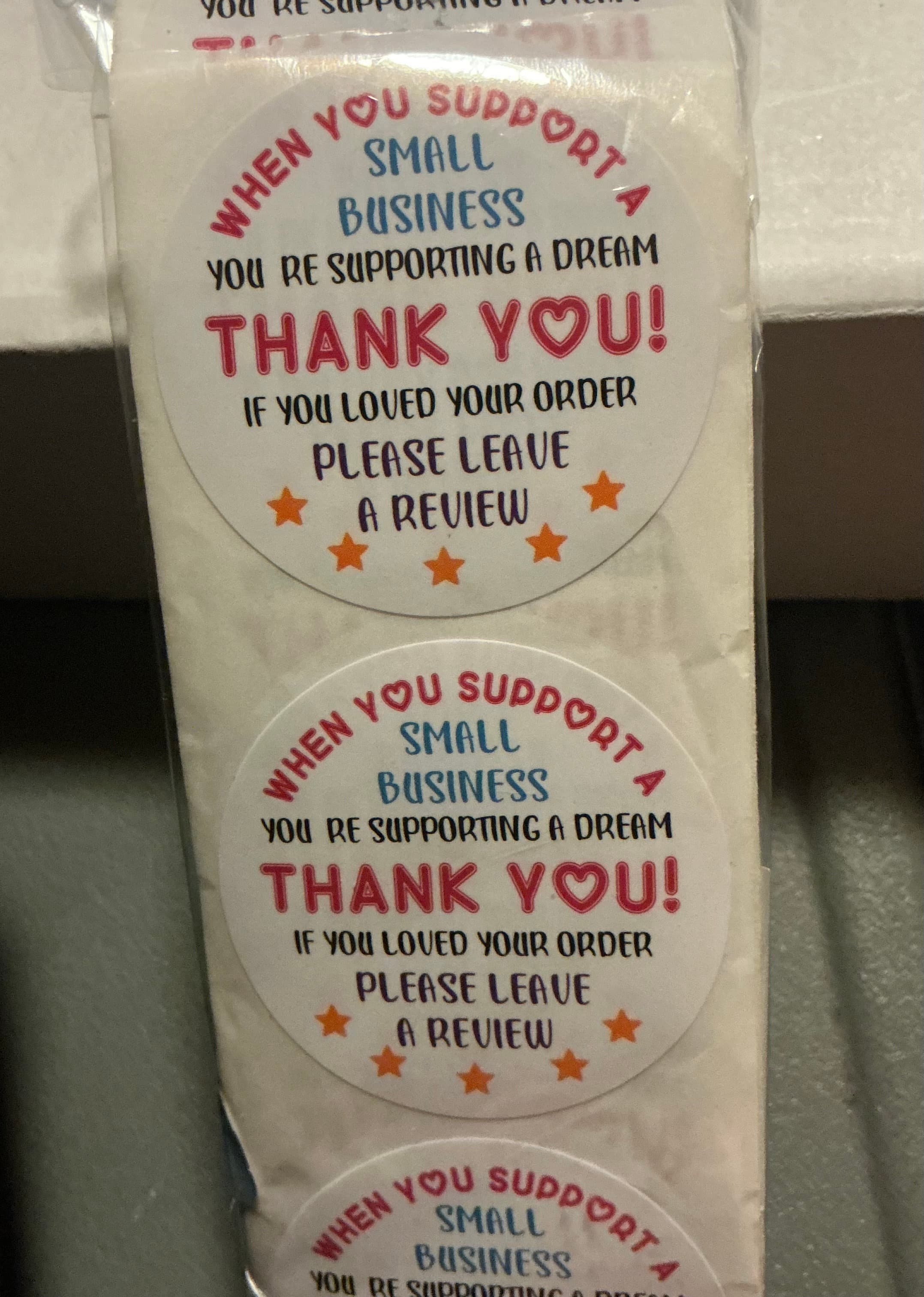 ★ 100 Small Business Thank You Stickers Review Request Package Seals Labels