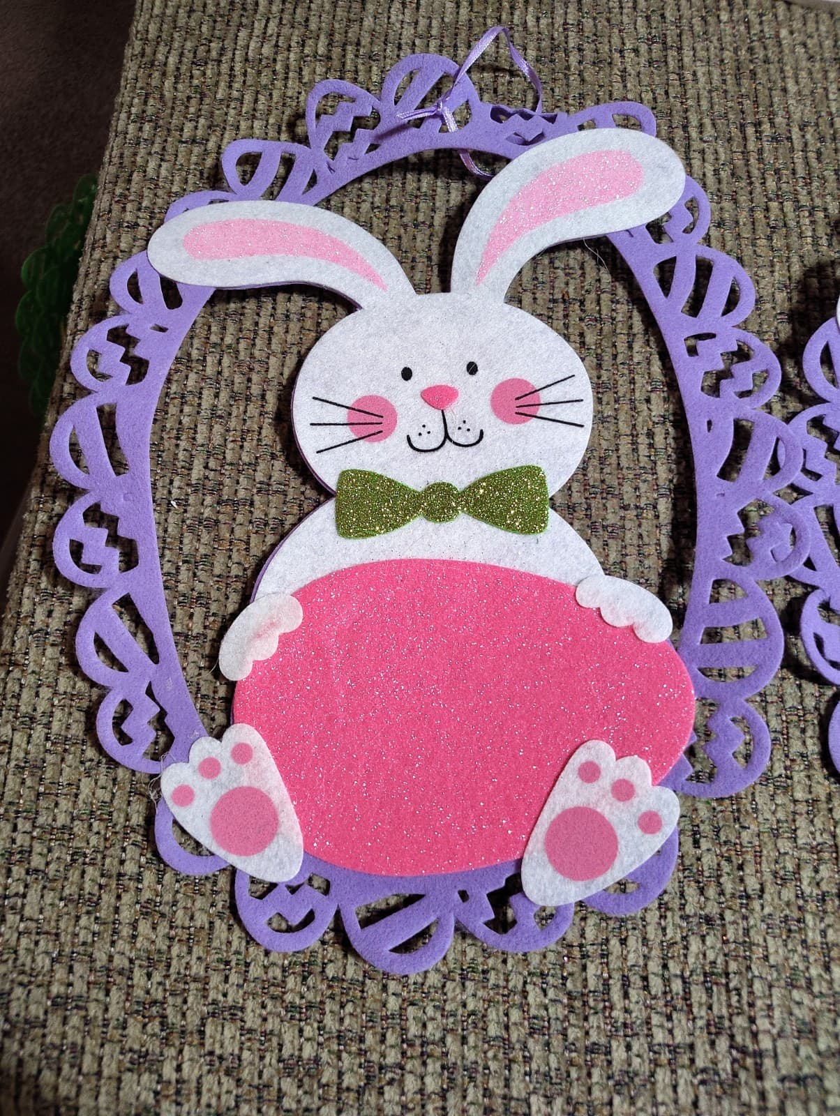 Set Of Two Felt bunny Decor For Easter Decoration - Thumbnail 2