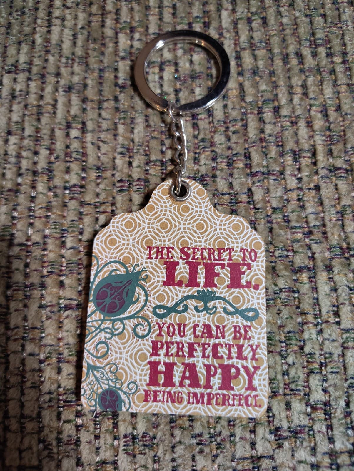 BB2 Secret to life be happy being imperfect Keychain keyring key chain ring ganz