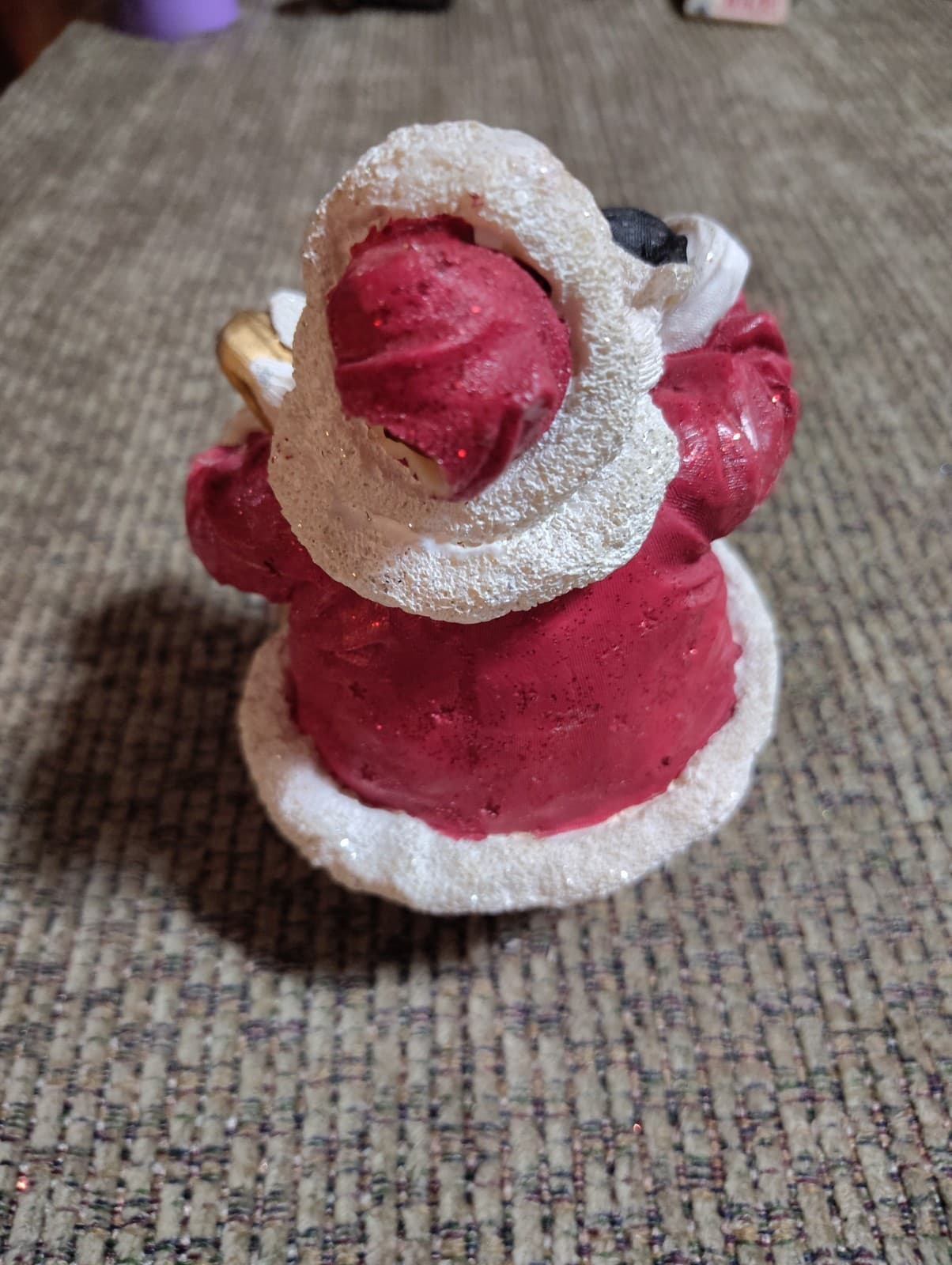 Roly Poly Santa Claus Figurine Holding Skis Pan-Orama No Box - Thumbnail 3