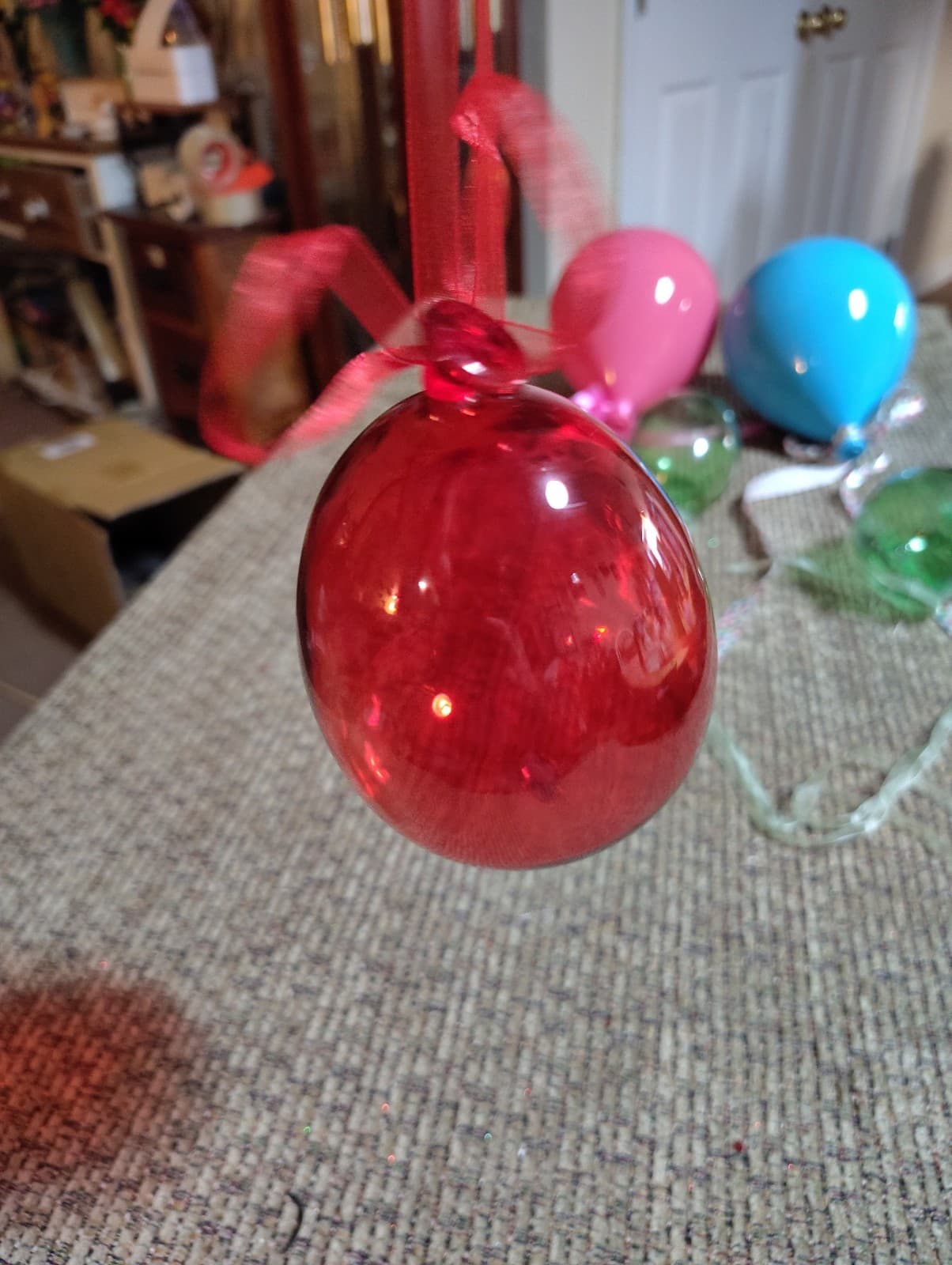 Murano Inspired Hand Blown Glass Balloon Ornament Red/Green You Choose The Color - Thumbnail 8