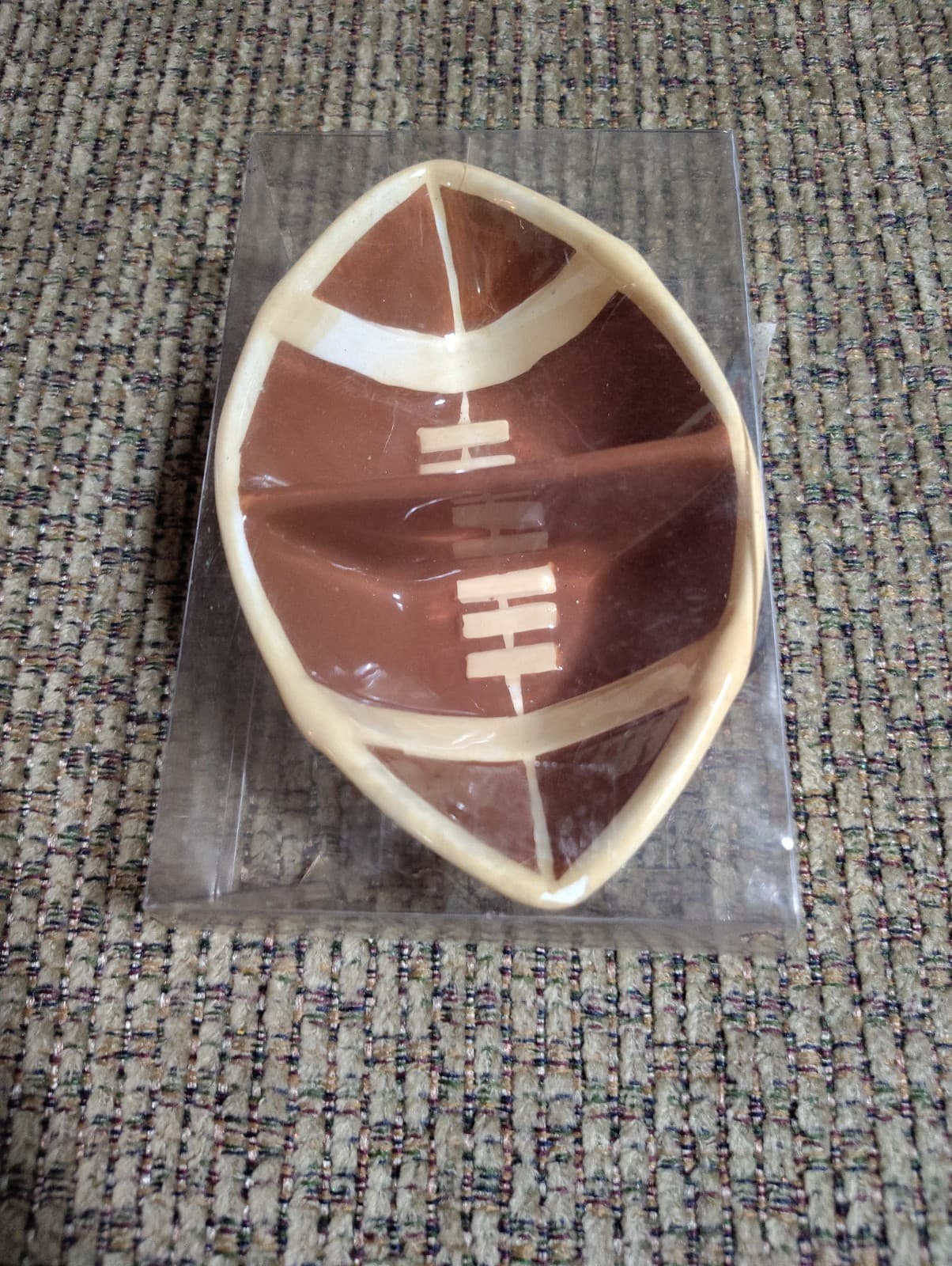 It's Game Day Football Shaped Condiment Bowl - 2 Sections - In Packaging (tr) - Thumbnail 3