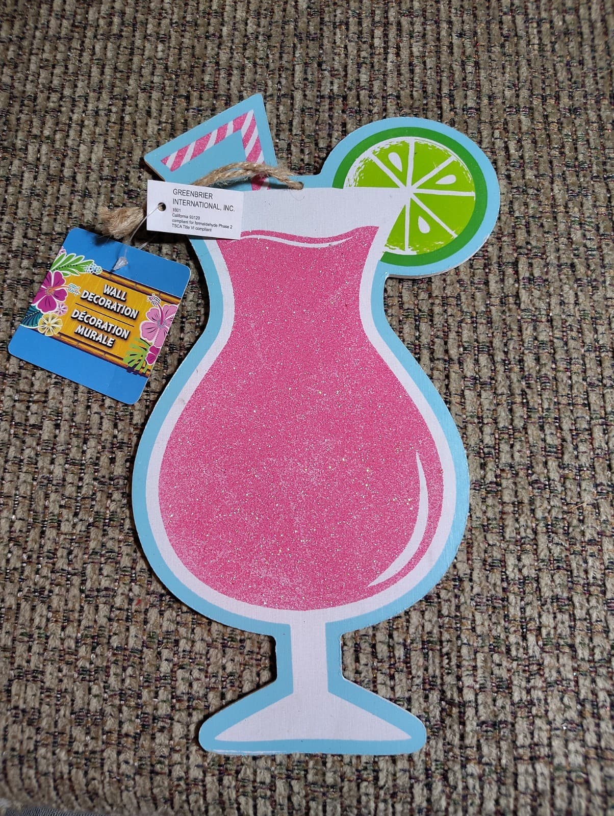 Die-Cut Glittery Wooden Luau Sign, Ne With Tags