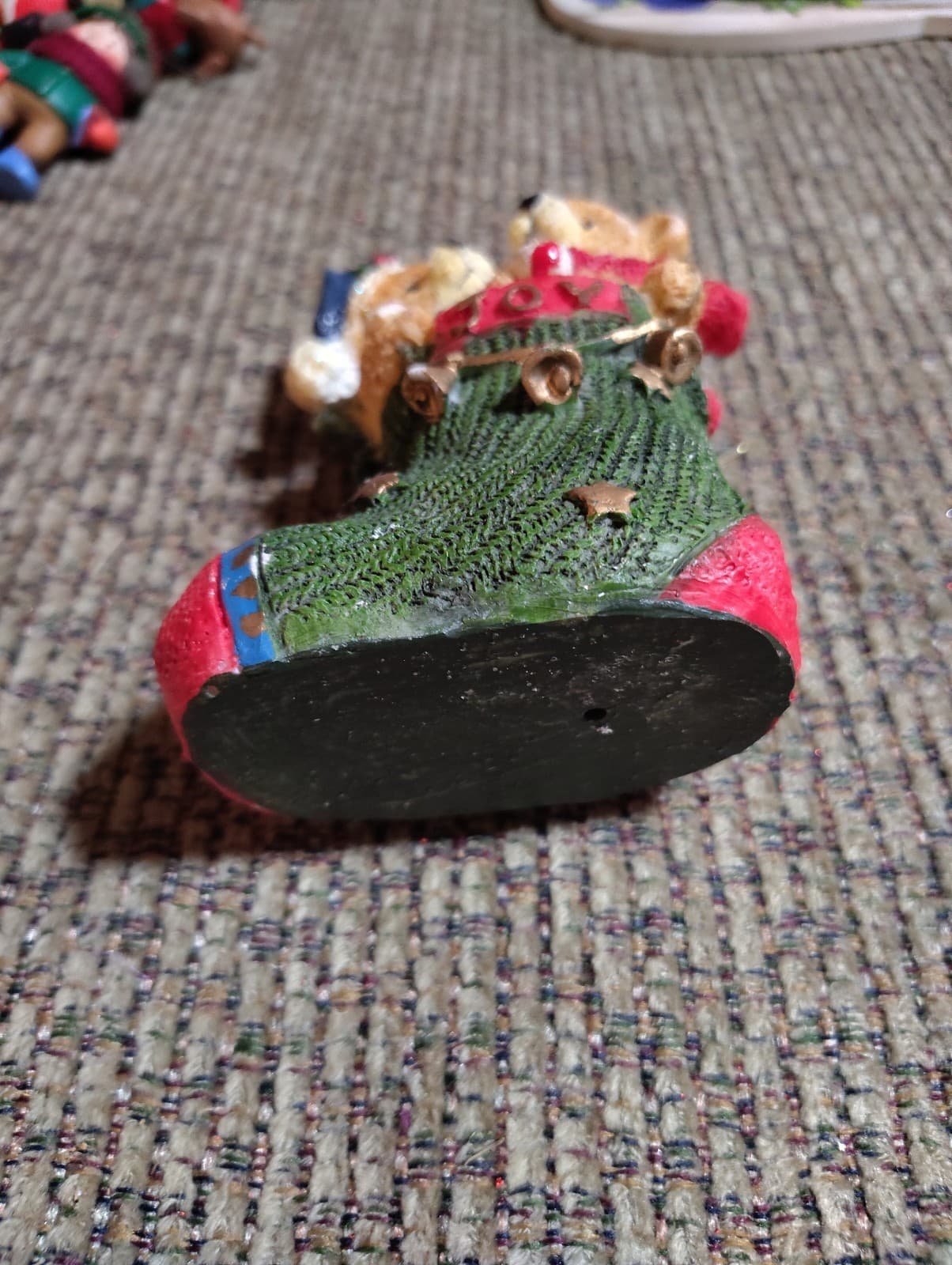 Teddy Bears in Stocking Joy Figurine Christmas Table Top 5" Resin Dolgencorp - Thumbnail 2