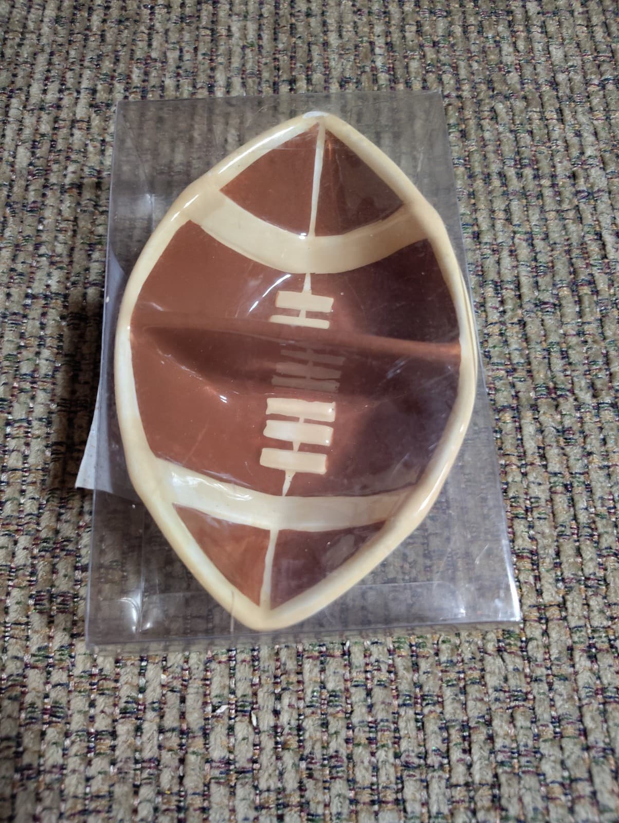 It's Game Day Football Shaped Condiment Bowl - 2 Sections - In Packaging (tr) - Thumbnail 2