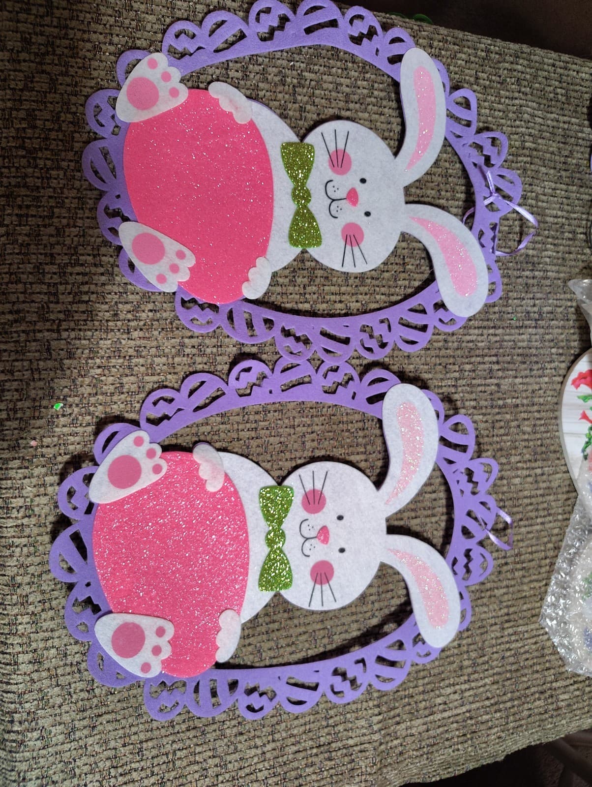 Set Of Two Felt bunny Decor For Easter Decoration - Thumbnail 3