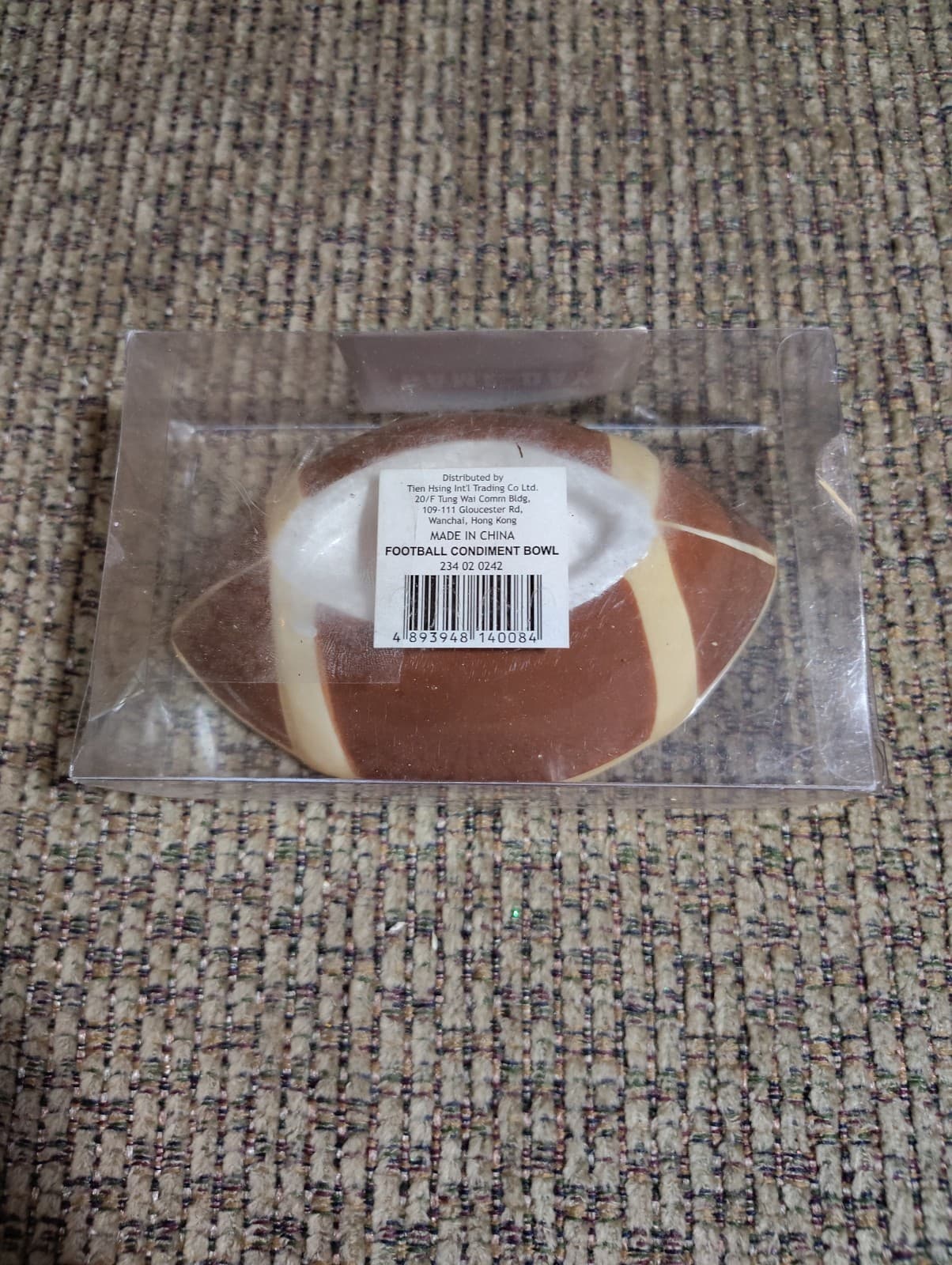 It's Game Day Football Shaped Condiment Bowl - 2 Sections - In Packaging (tr) - Thumbnail 4